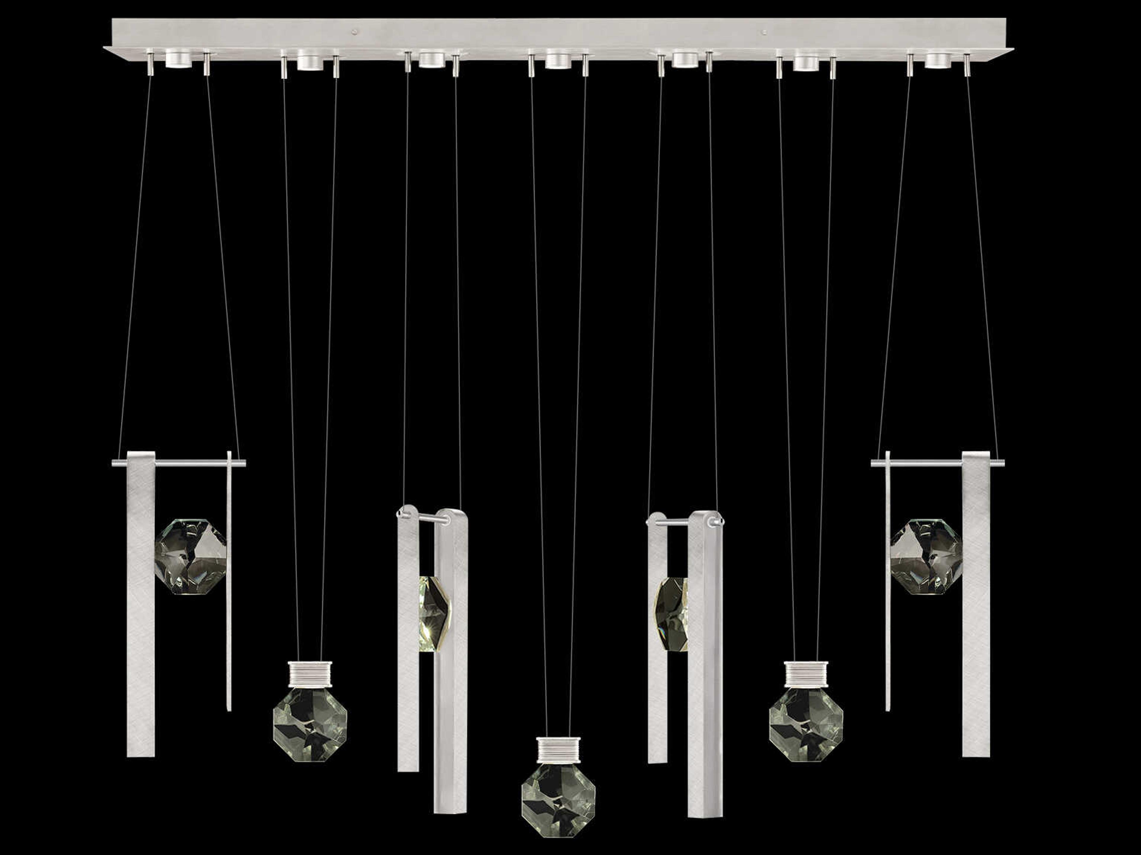 Fine Art Handcrafted Lighting Aria 7-Light Silver Geometric Island Pendant