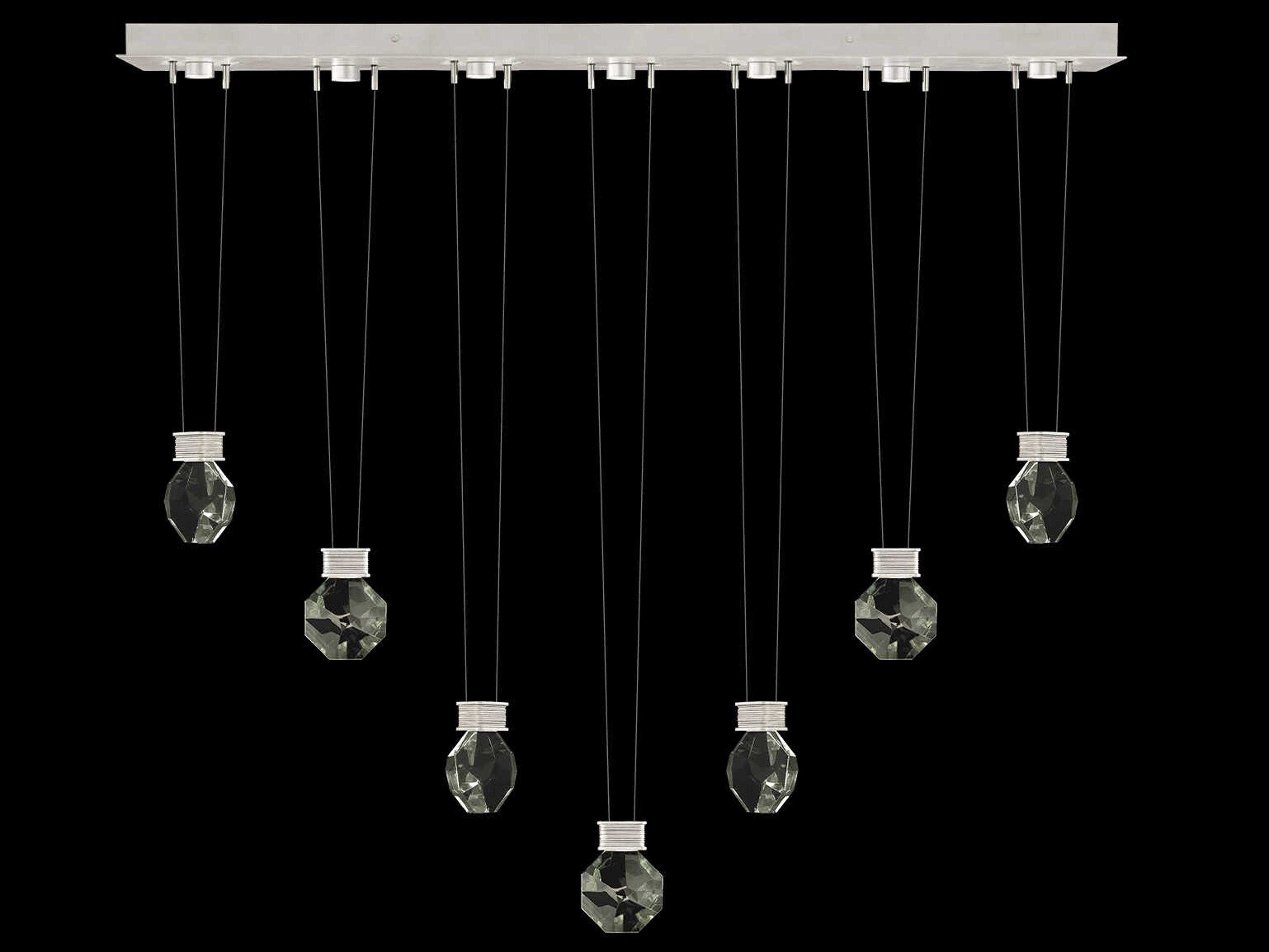 Fine Art Handcrafted Lighting Aria 7-Light Silver Geometric Island Pendant