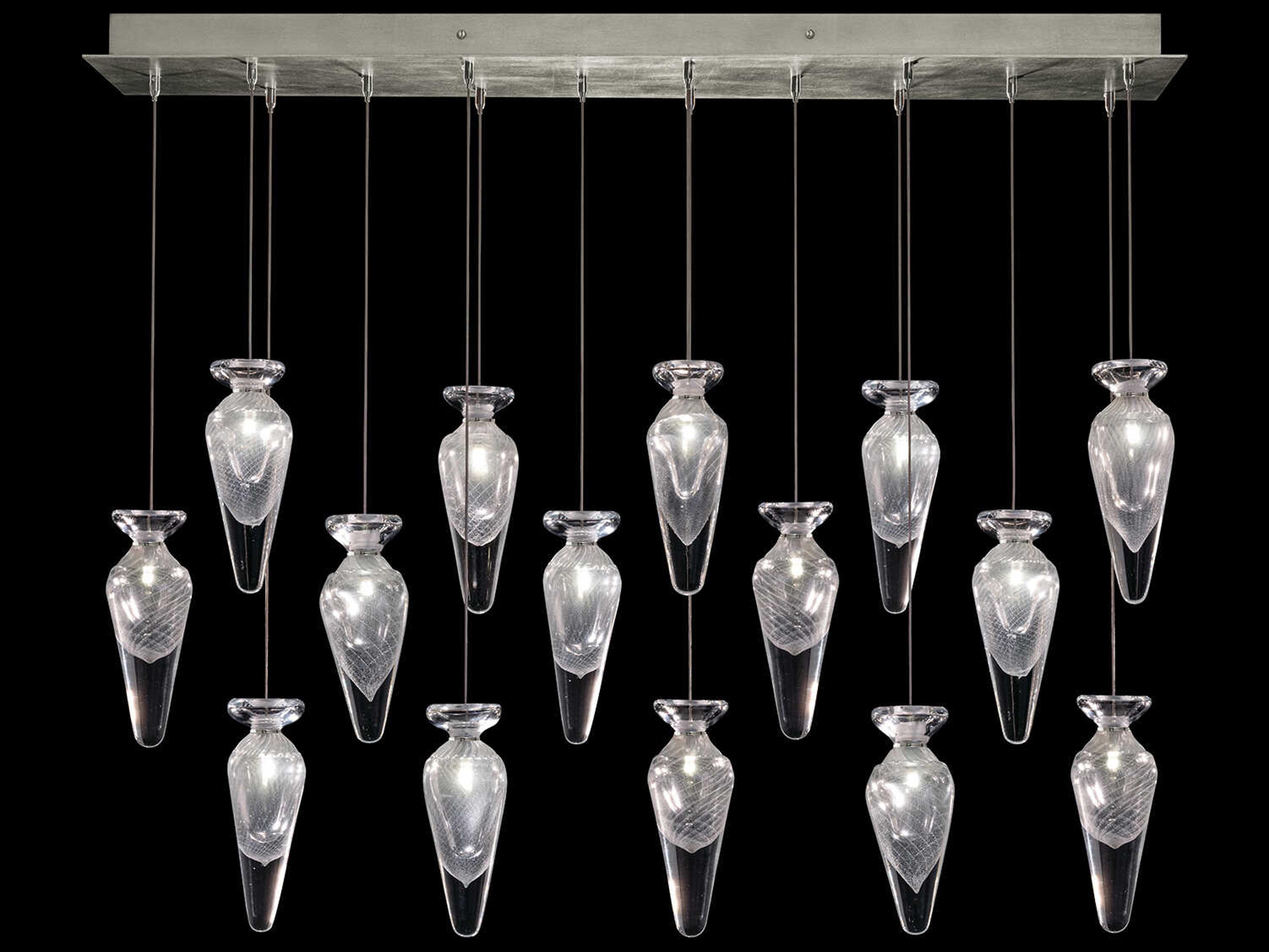 Fine Art Handcrafted Lighting Essence 15-Light Silver Linear Island Pendant