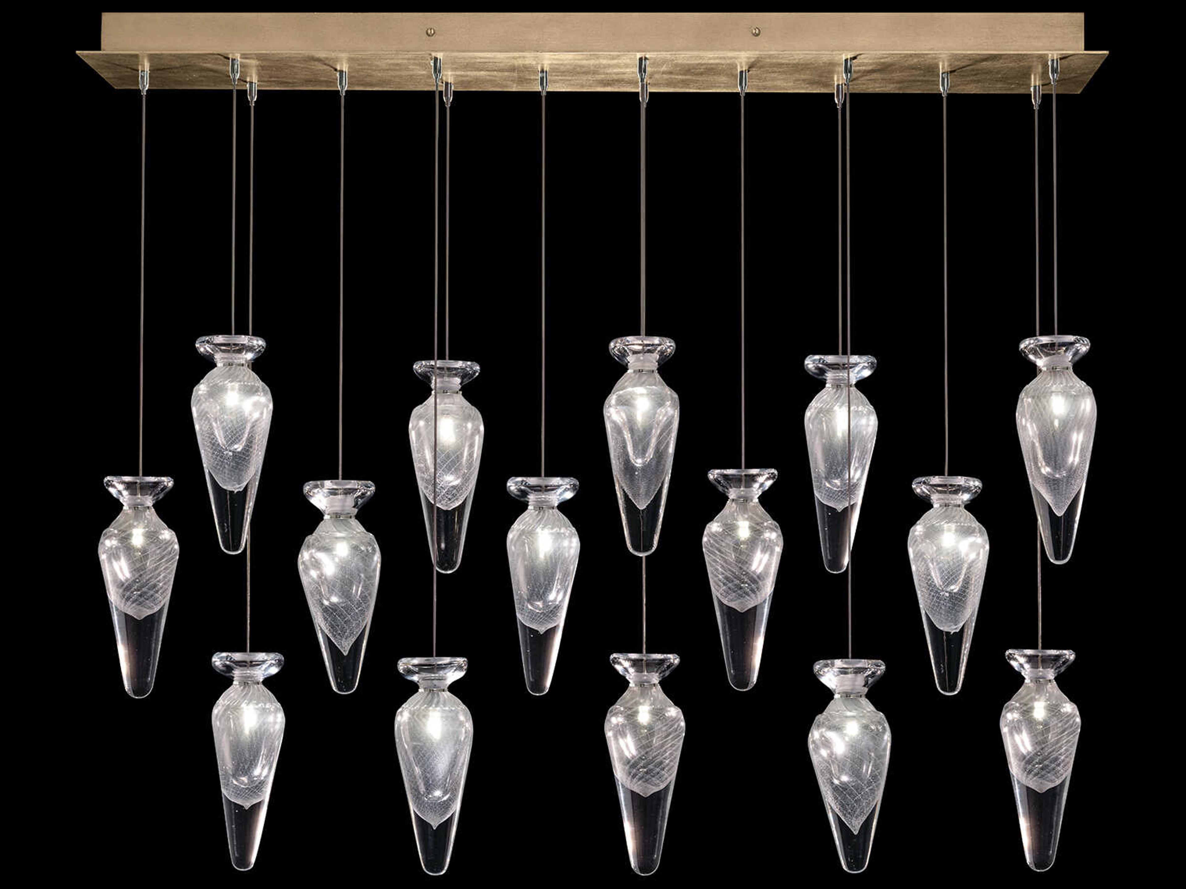 Fine Art Handcrafted Lighting Essence 15-Light Gold Linear Island Pendant