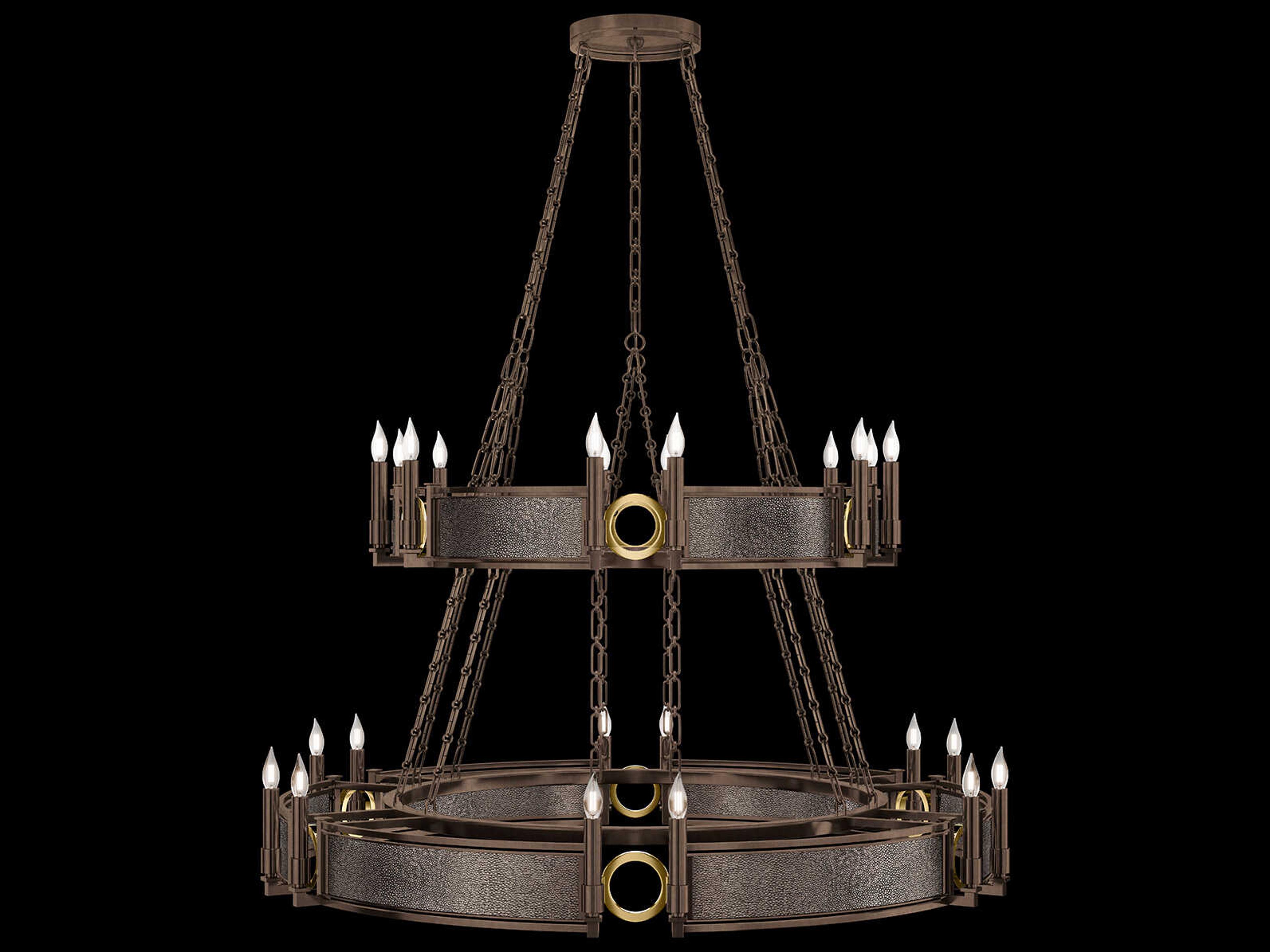Fine Art Handcrafted Lighting Mirage 24-Light Bronze Traditional Candelabra Tiered Chandelier