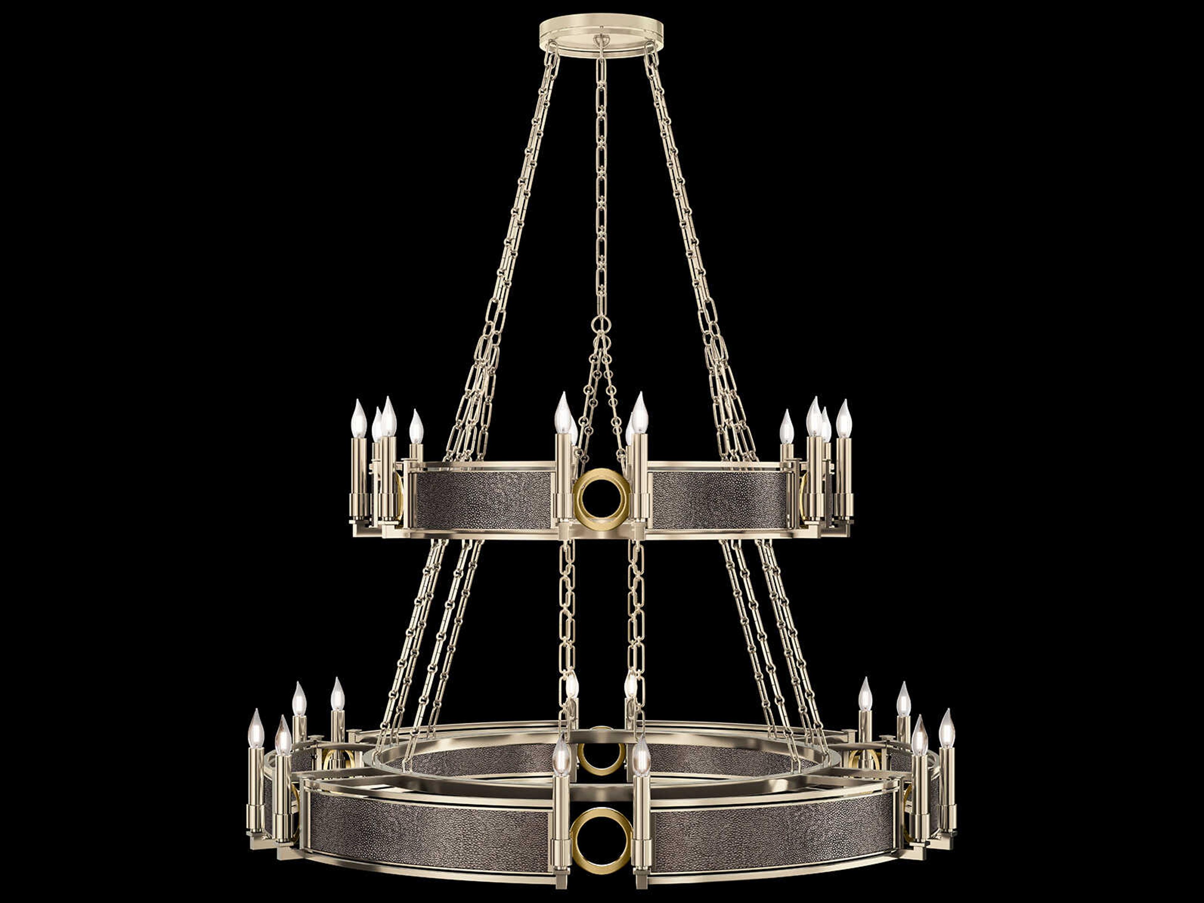 Fine Art Handcrafted Lighting Mirage 24-Light Champagne Gold Traditional Candelabra Tiered Chandelier