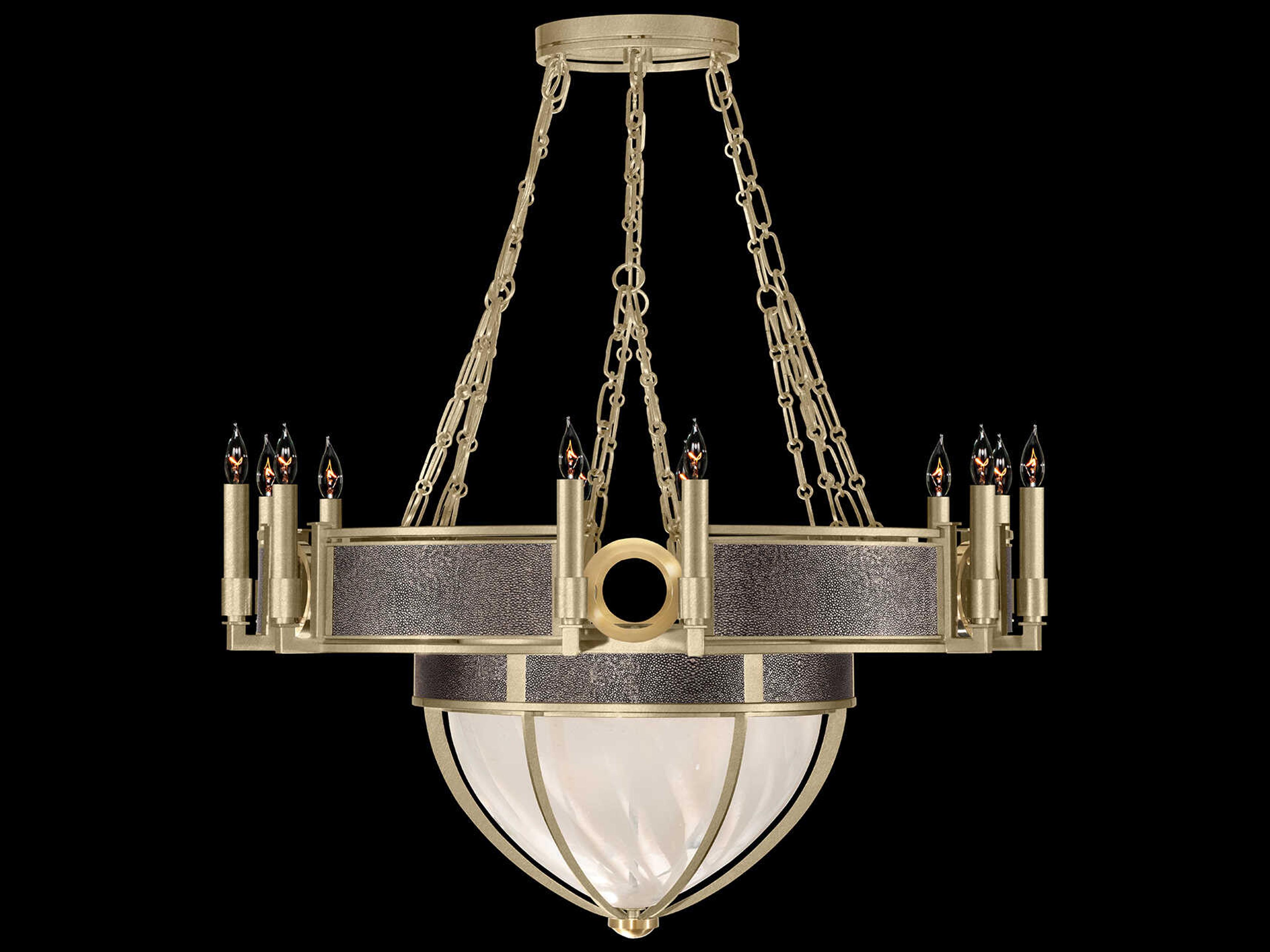 Fine Art Handcrafted Lighting Mirage 15-Light Soft Gold Leaf Traditional Candelabra Chandelier