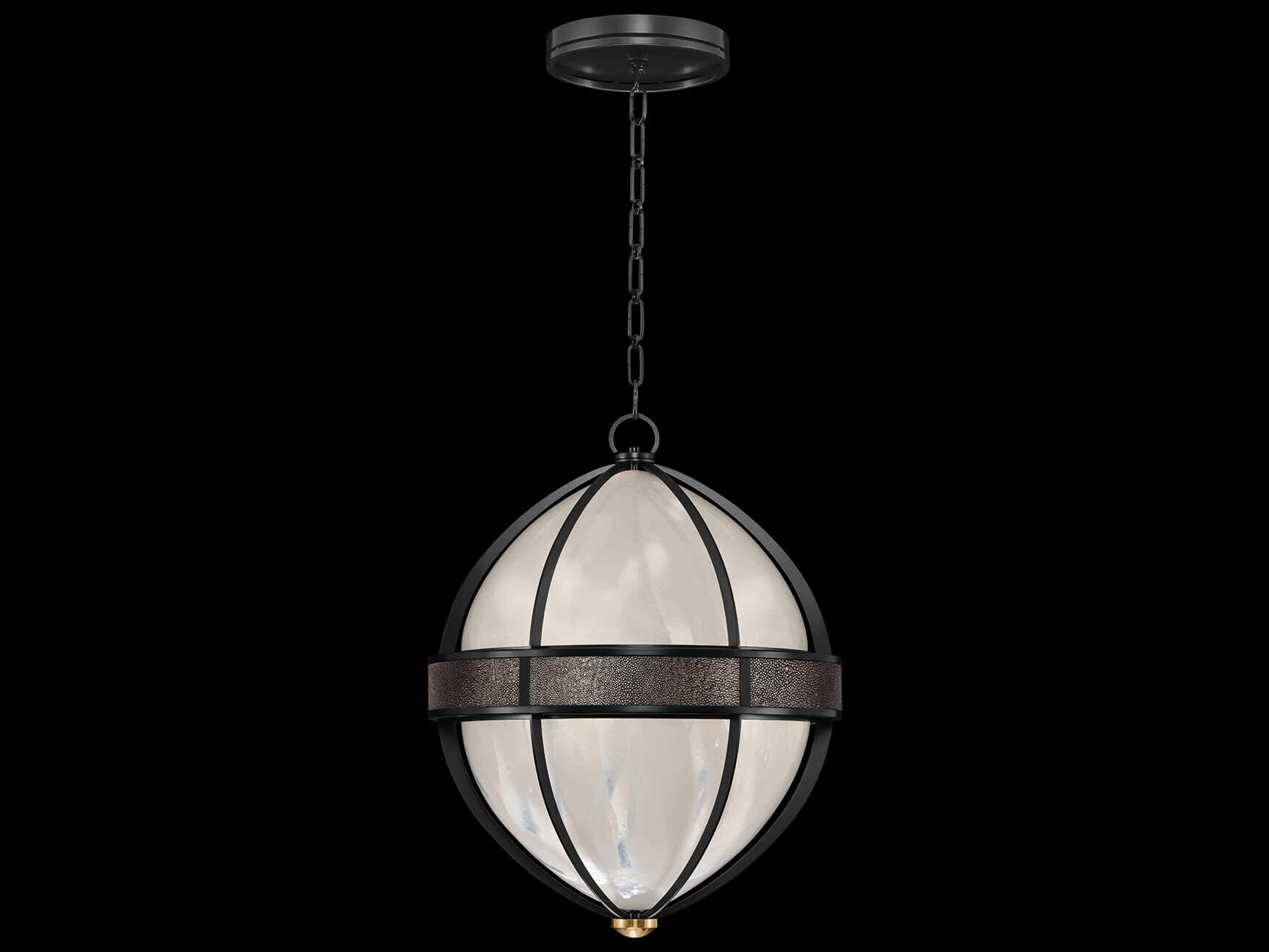 Fine Art Handcrafted Lighting Mirage 3-Light Black Iron Traditional Round Pendant