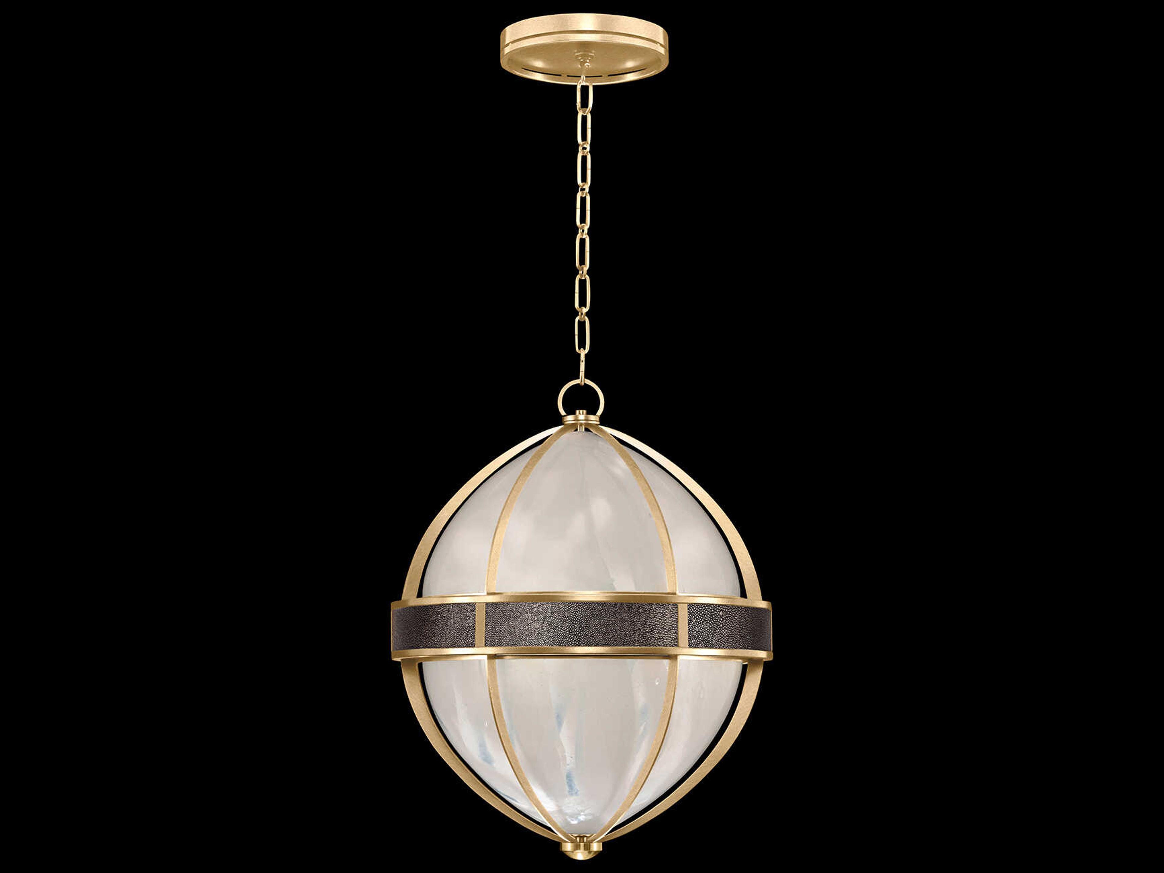 Fine Art Handcrafted Lighting Mirage 3-Light Gold Leaf Traditional Round Pendant