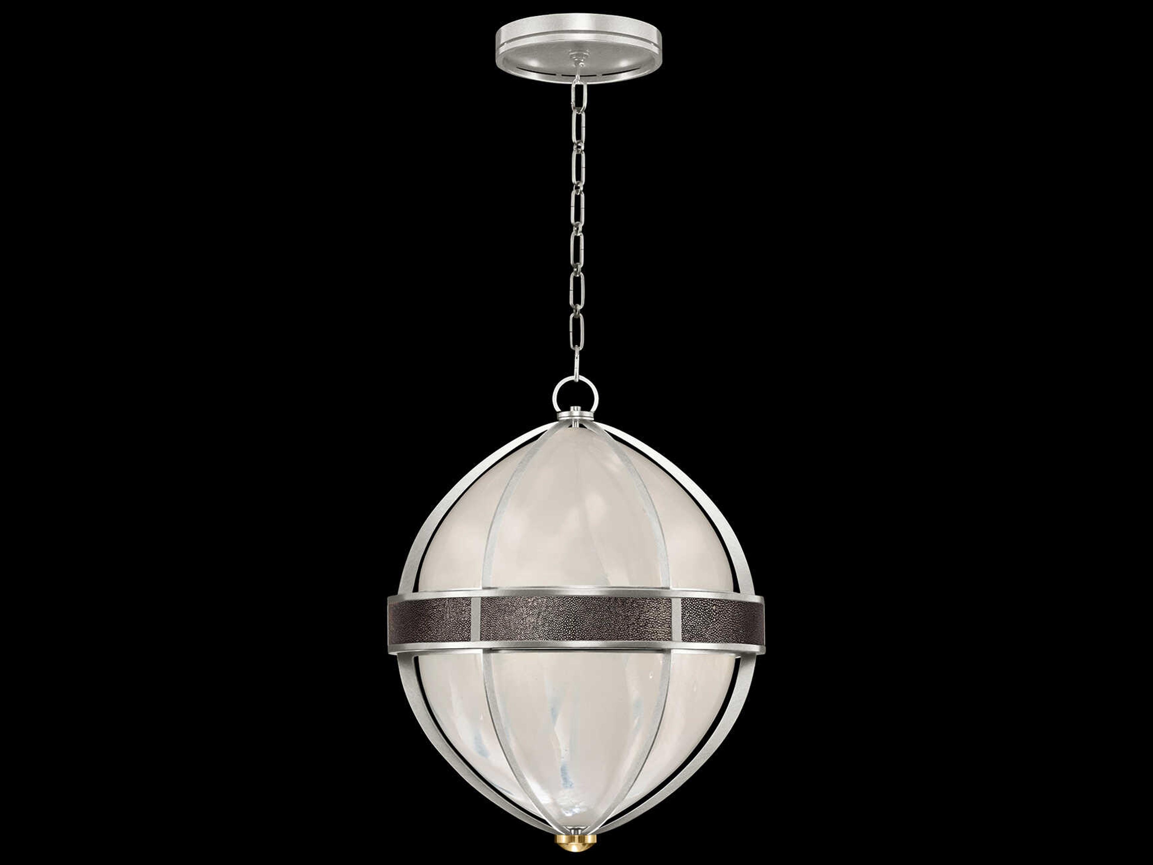 Fine Art Handcrafted Lighting Mirage 3-Light Silver Leaf Traditional Round Pendant