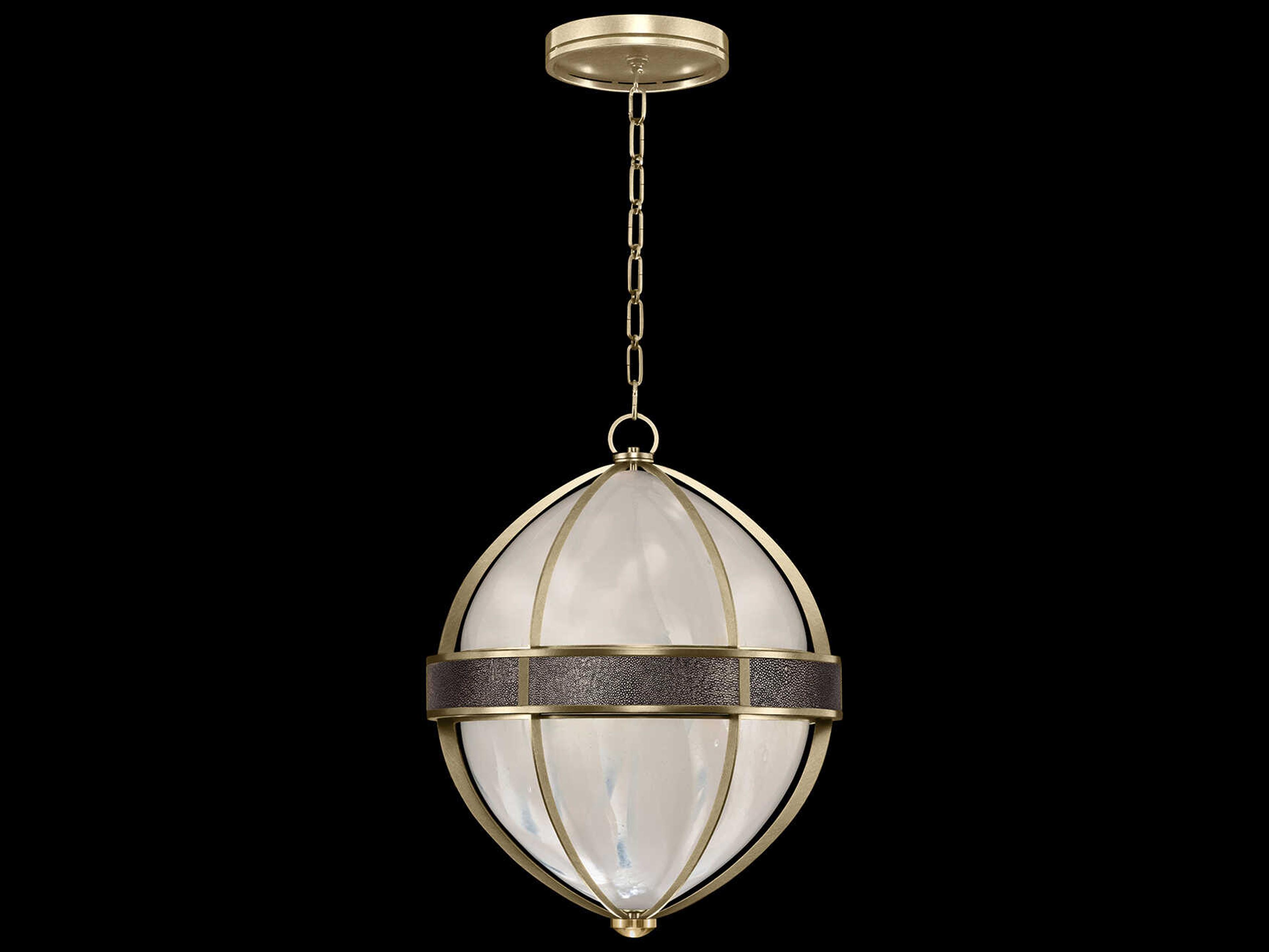 Fine Art Handcrafted Lighting Mirage 3-Light Soft Gold Leaf Traditional Round Pendant