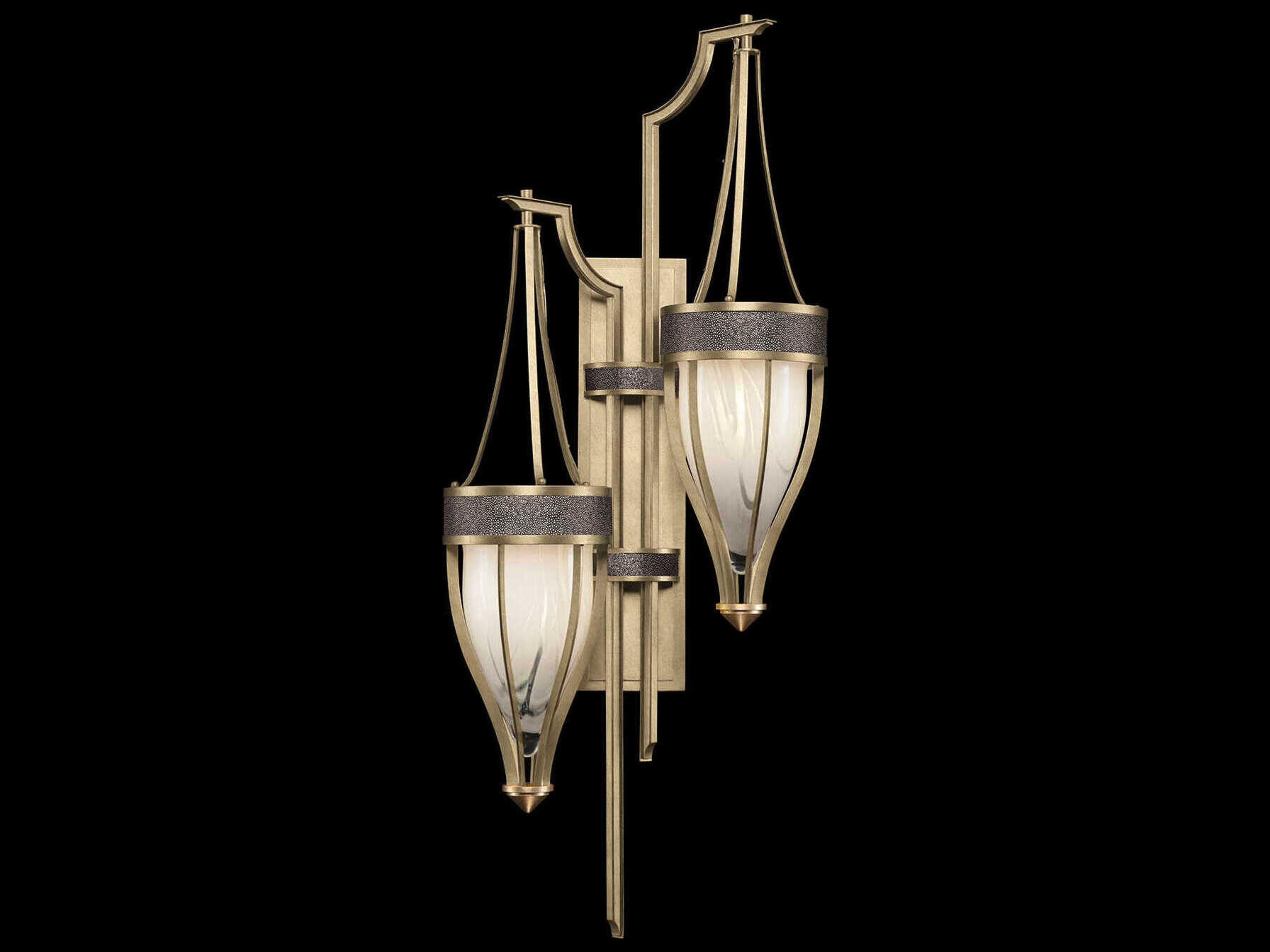 Fine Art Handcrafted Lighting Mirage 2-Light Soft Gold Leaf Silver Traditional Wall Sconce