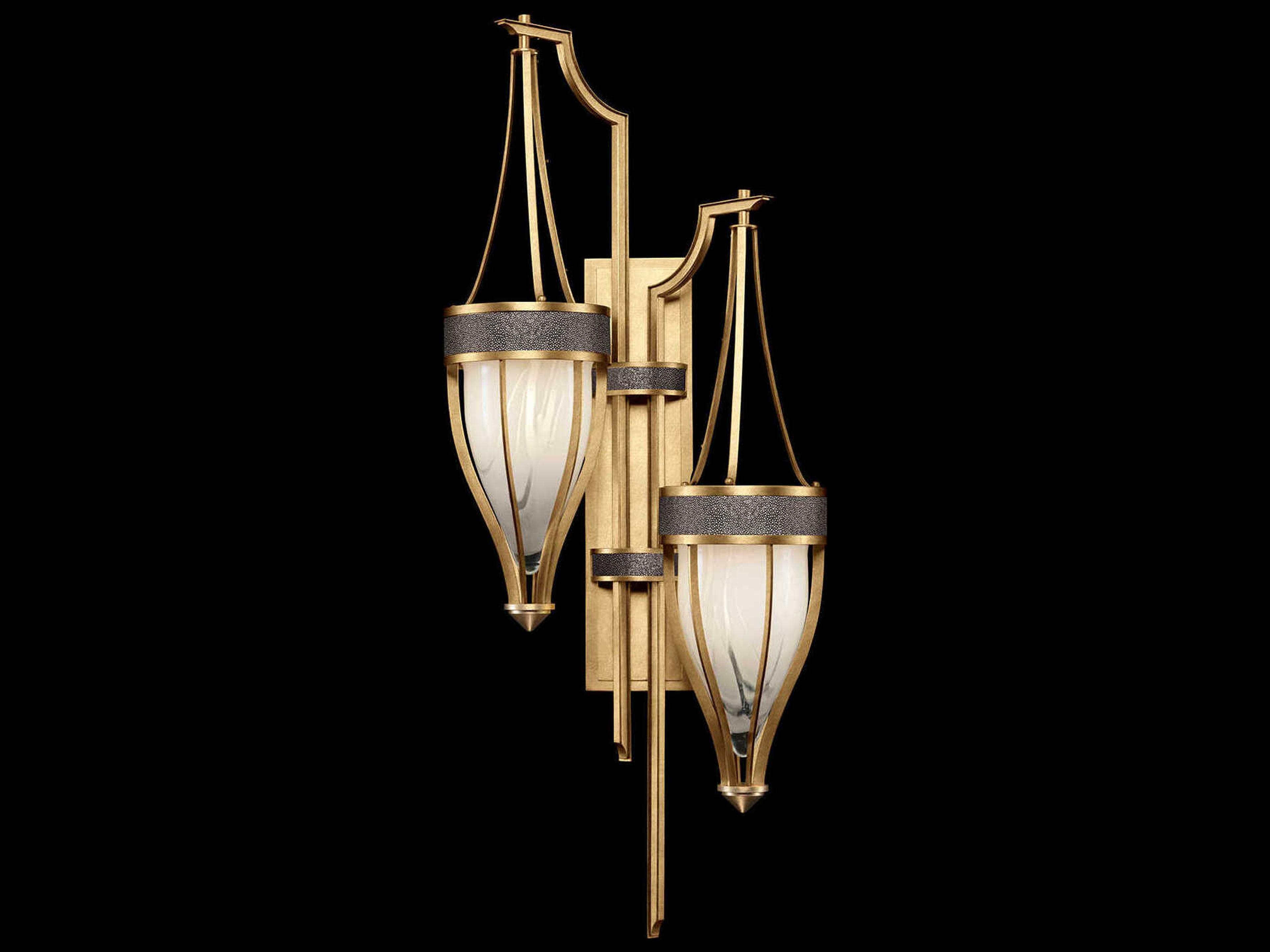 Fine Art Handcrafted Lighting Mirage 2-Light Gold Leaf Traditional Wall Sconce
