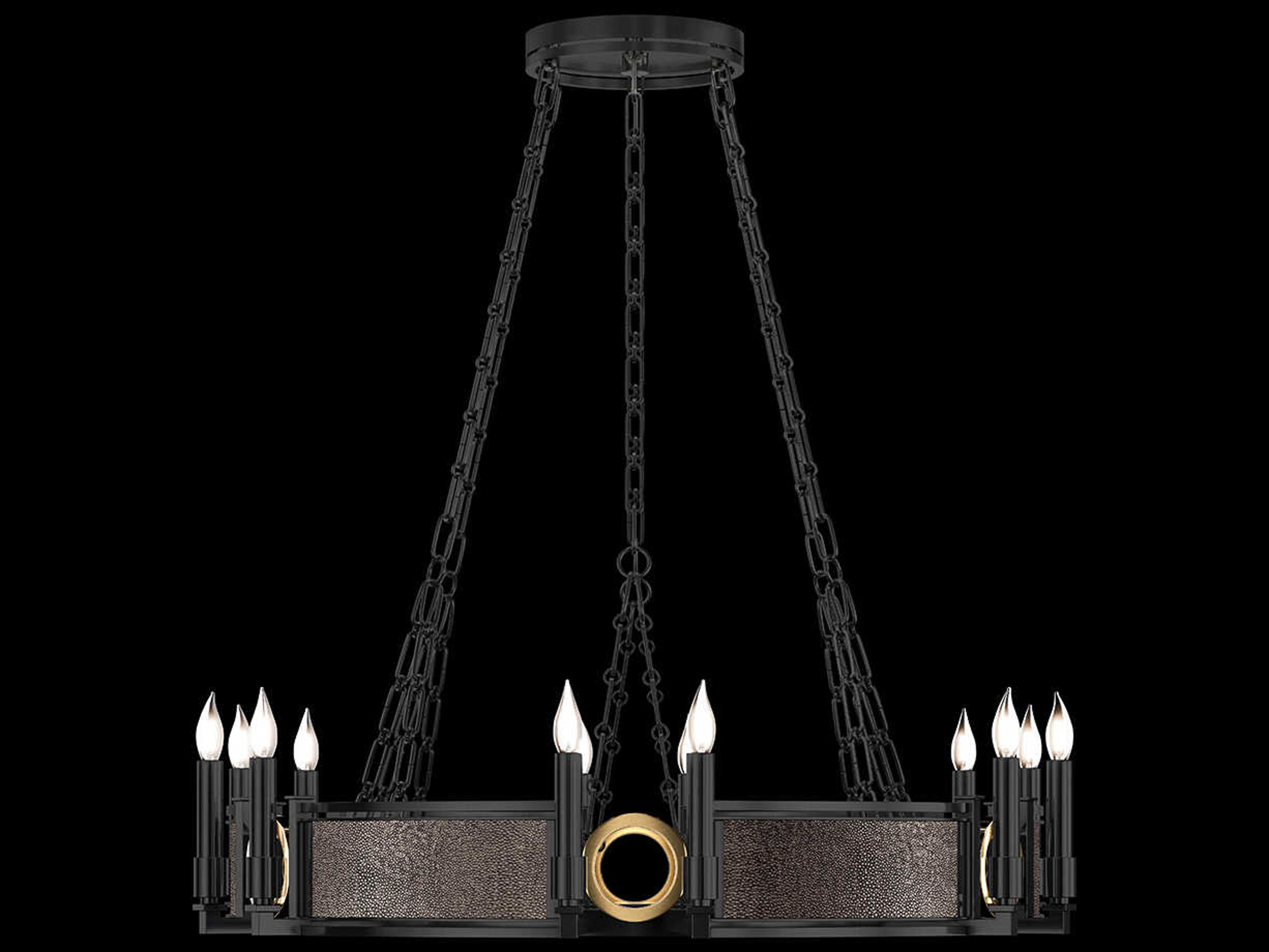 Fine Art Handcrafted Lighting Mirage 12-Light Black Iron Traditional Candelabra Round Chandelier