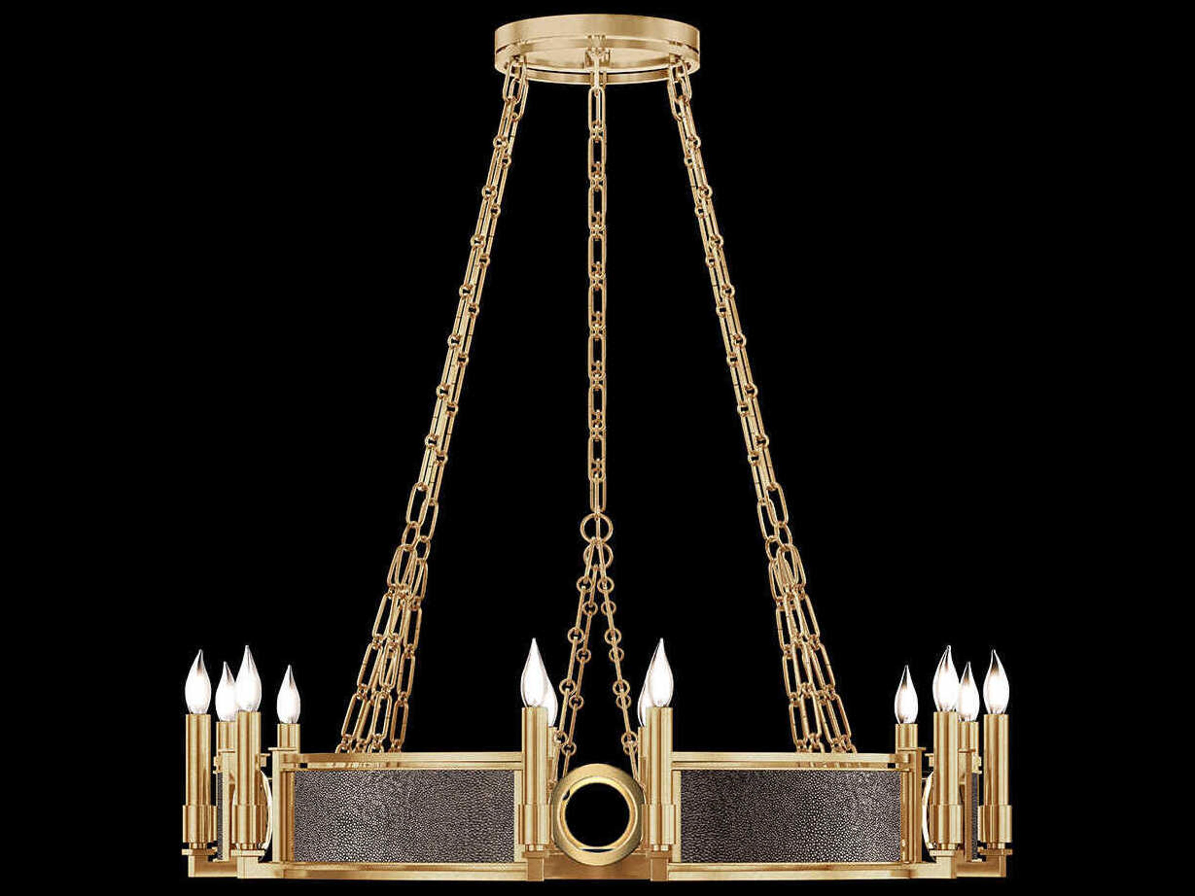 Fine Art Handcrafted Lighting Mirage 12-Light Gold Leaf Traditional Candelabra Round Chandelier