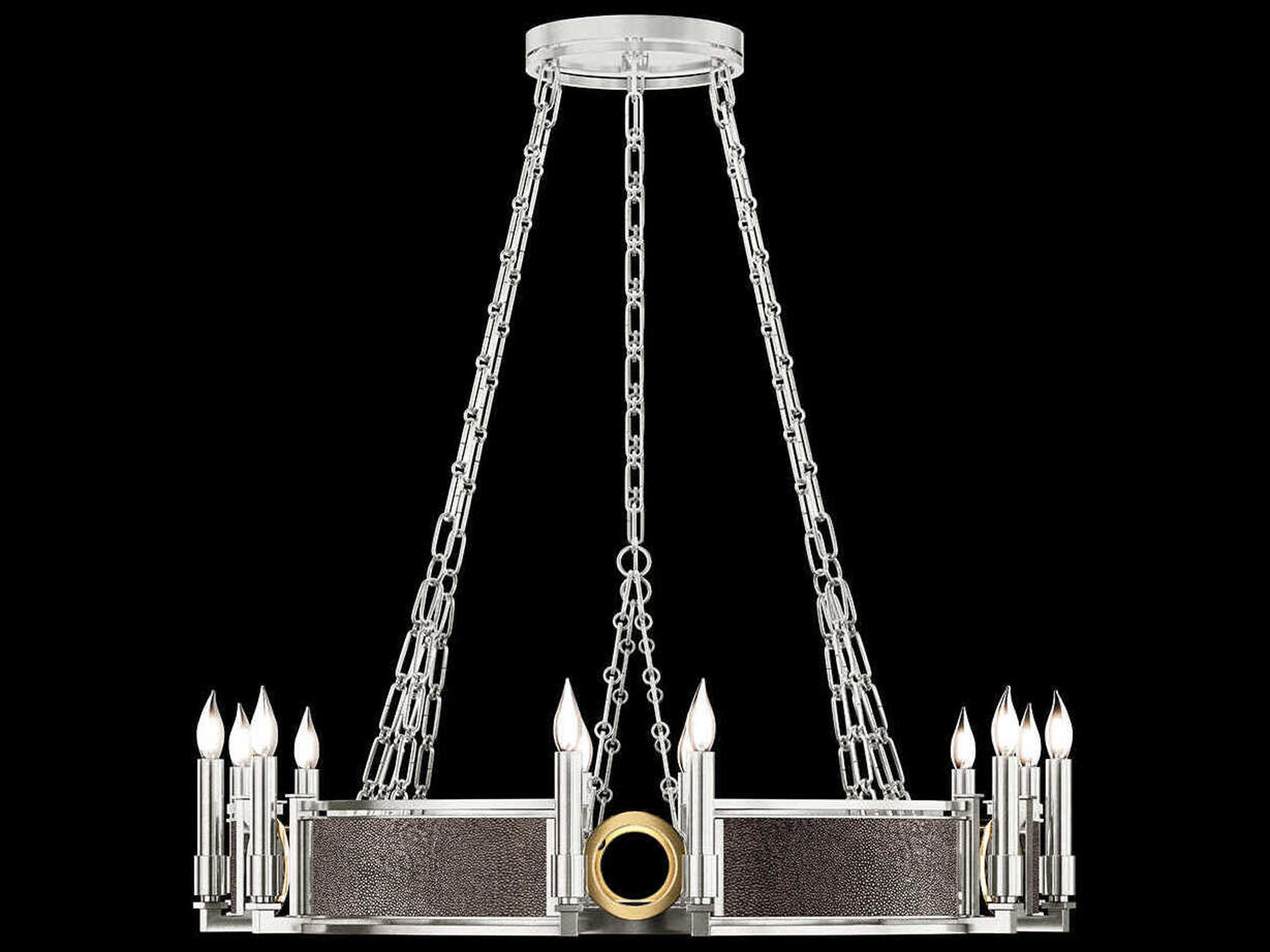 Fine Art Handcrafted Lighting Mirage 12-Light Silver Leaf Traditional Candelabra Round Chandelier