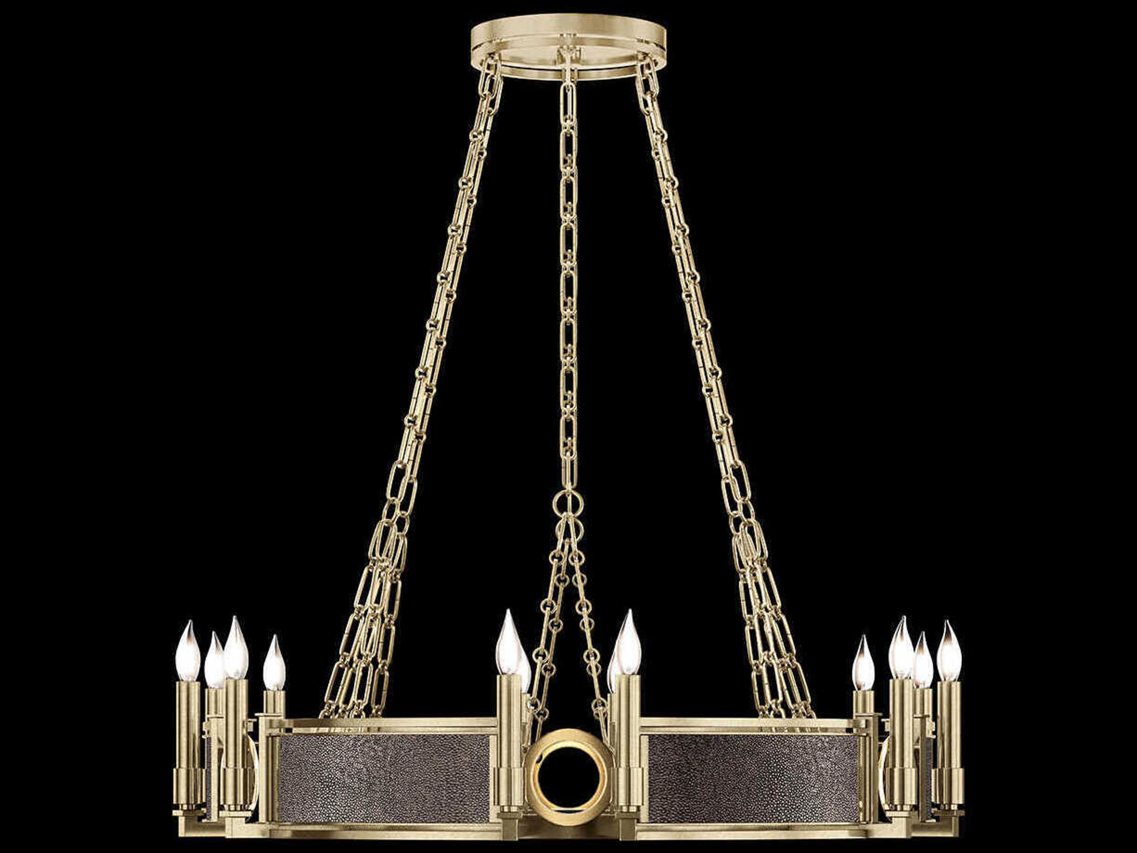 Fine Art Handcrafted Lighting Mirage 12-Light Soft Gold Leaf Traditional Candelabra Round Chandelier