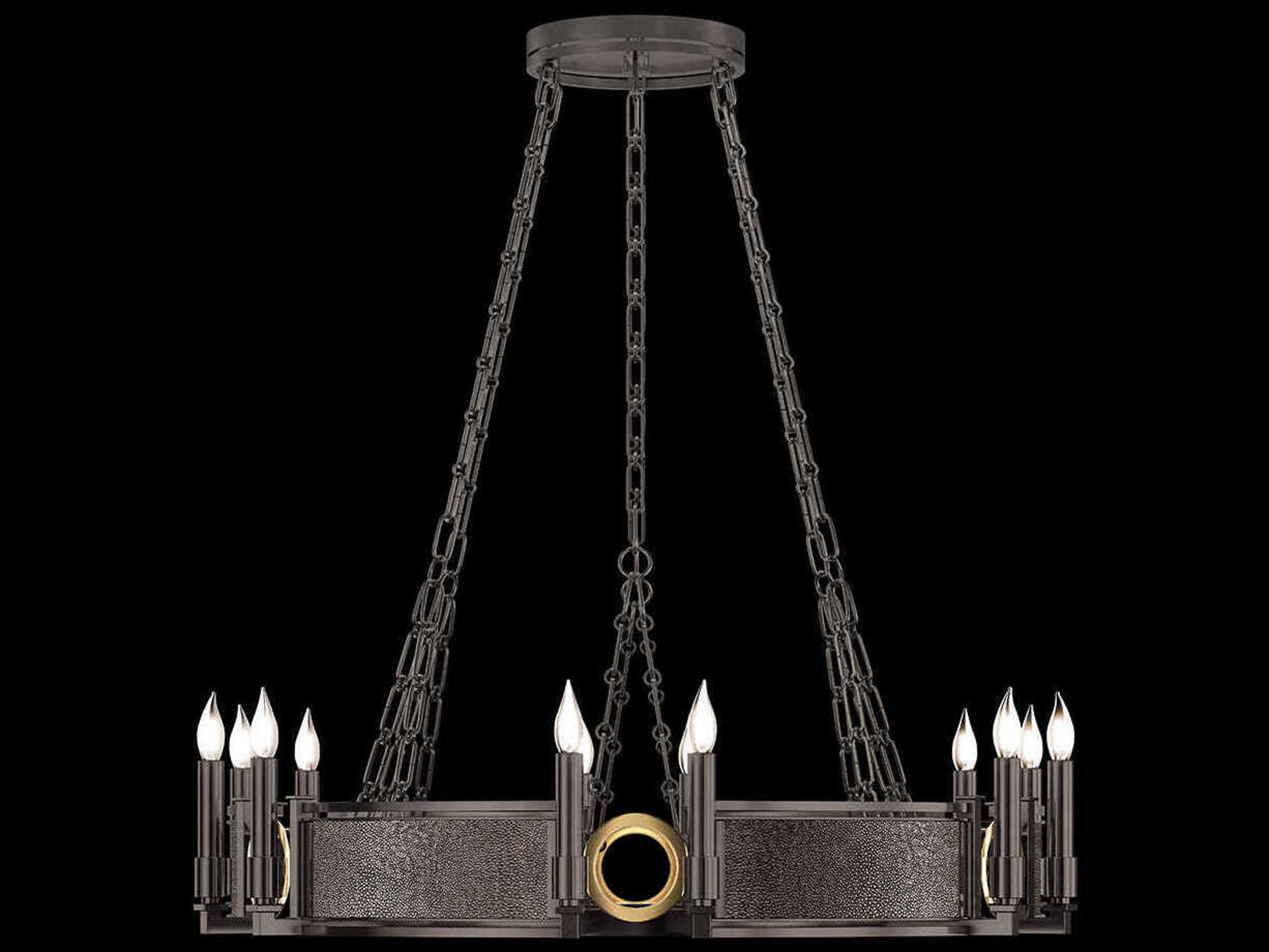Fine Art Handcrafted Lighting Mirage 12-Light Midnight Steel Traditional Candelabra Round Chandelier