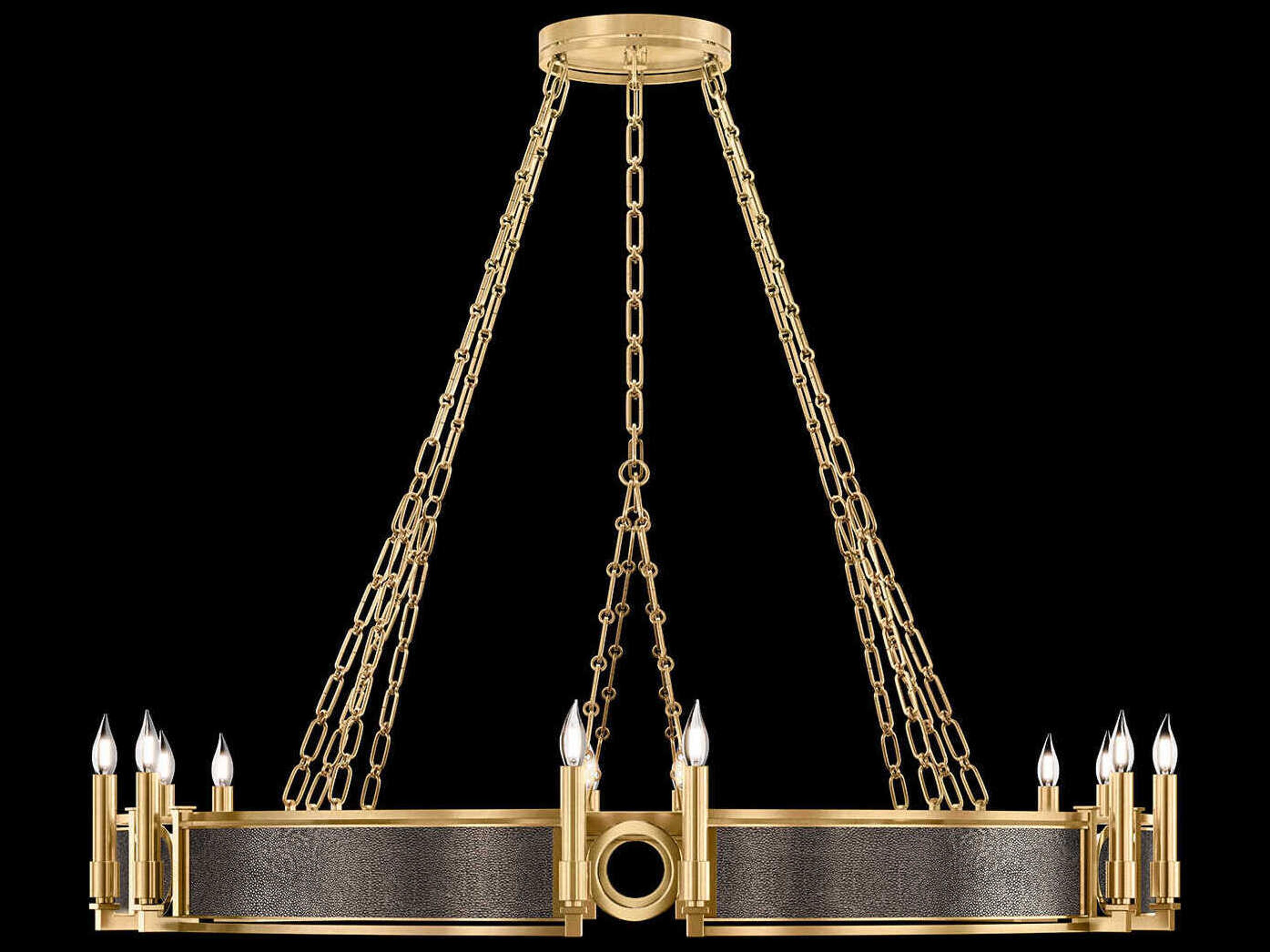 Fine Art Handcrafted Lighting Mirage 12-Light Gold Leaf Traditional Candelabra Round Chandelier