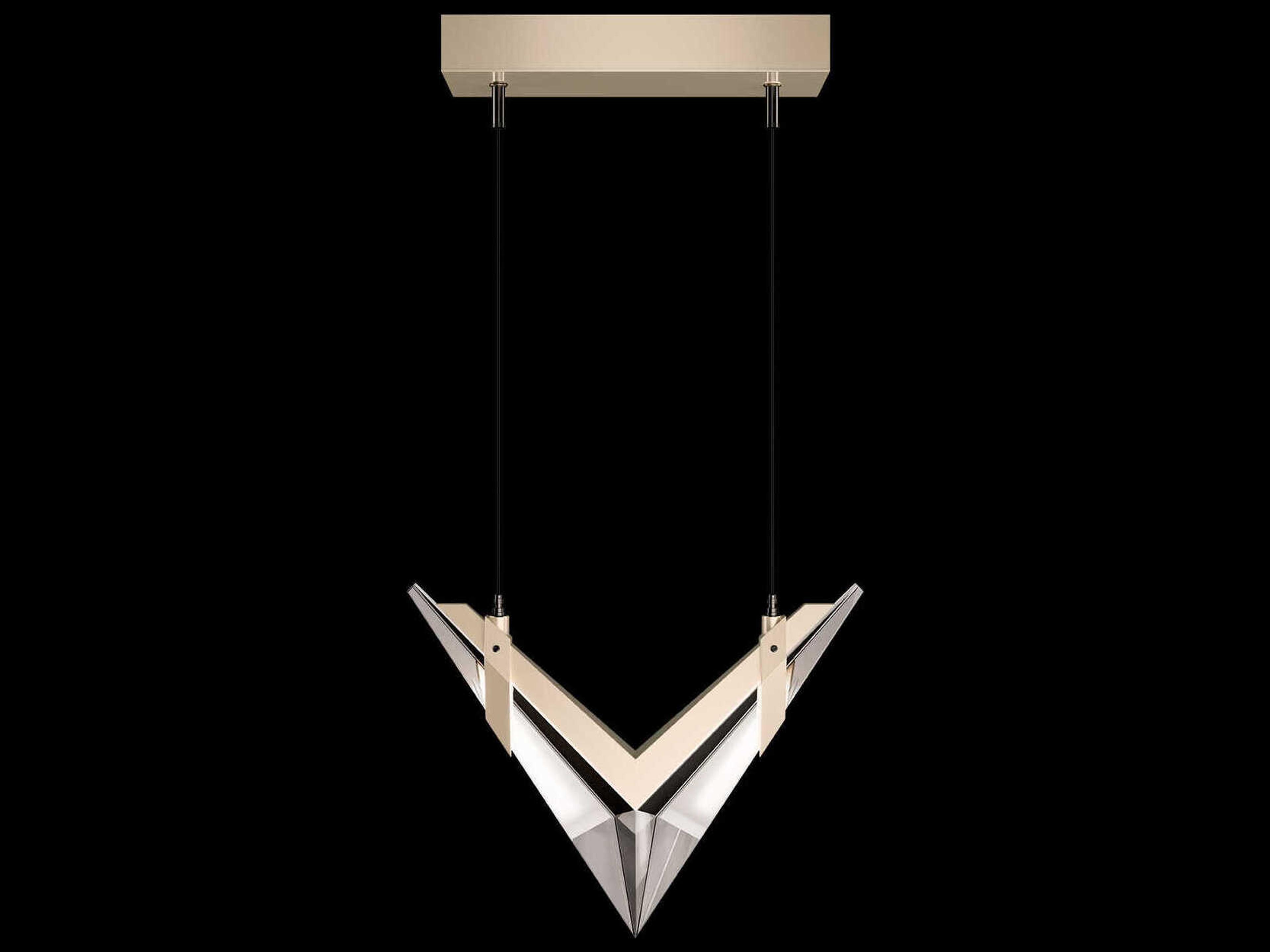 Fine Art Handcrafted Lighting Blade 2-Light Champagne Dark Walnut Gold Geometric Pendant