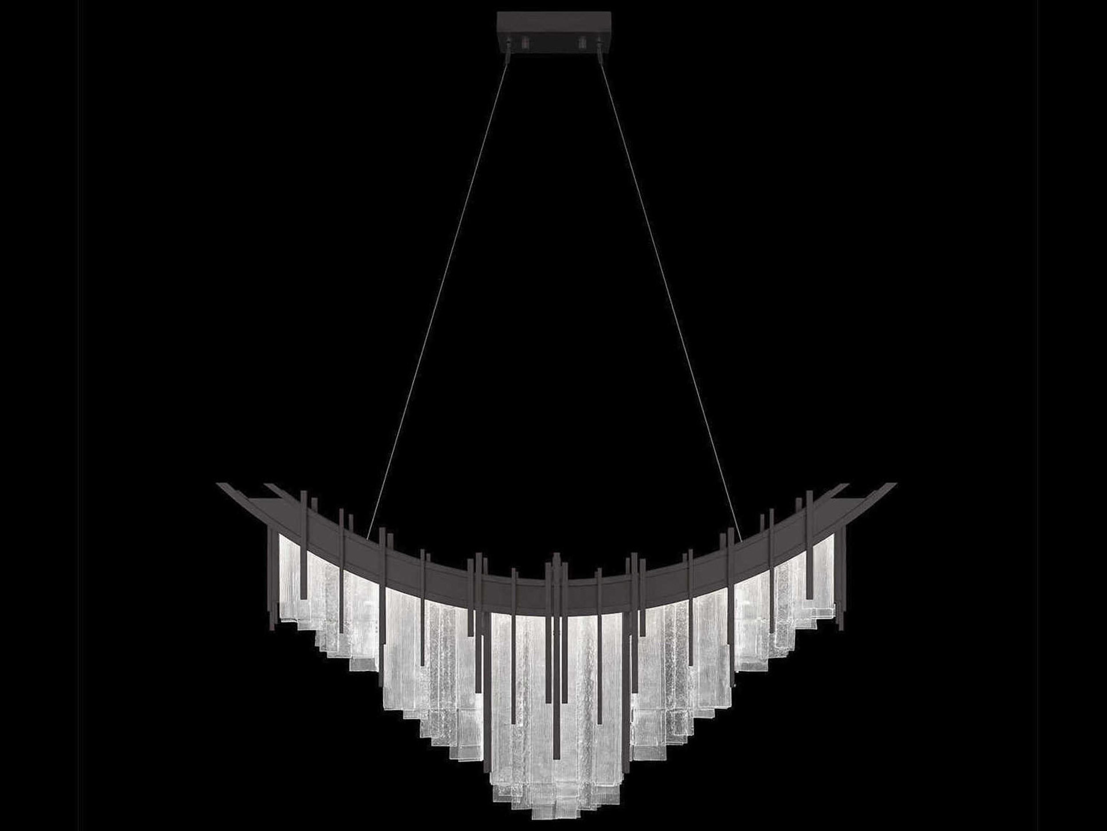 Fine Art Handcrafted Lighting Arpeggio 8-Light Midnight Steel Black Linear Island Pendant