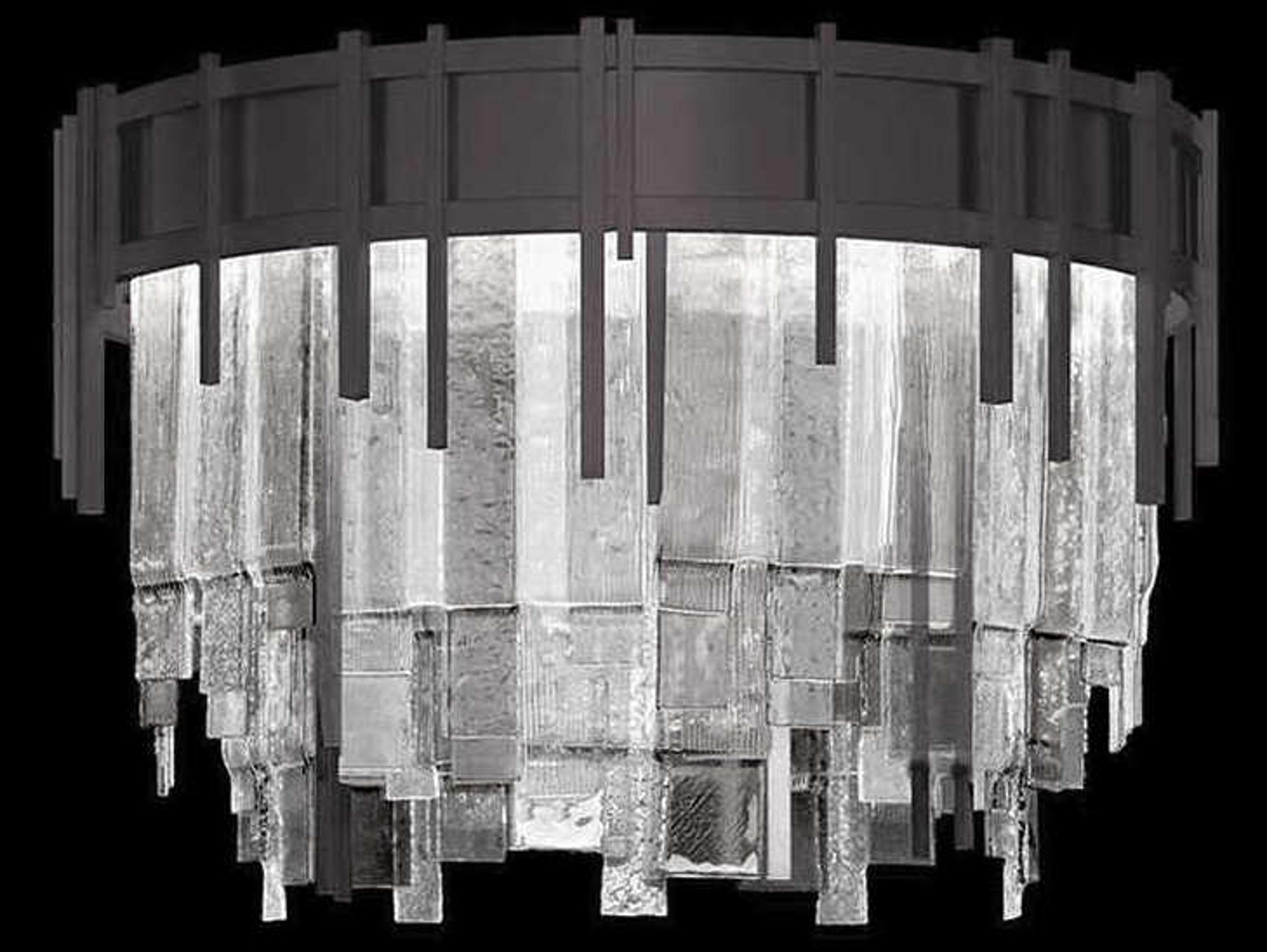 Fine Art Handcrafted Lighting Arpeggio 10-Light Midnight Steel Black Round Flush Mount