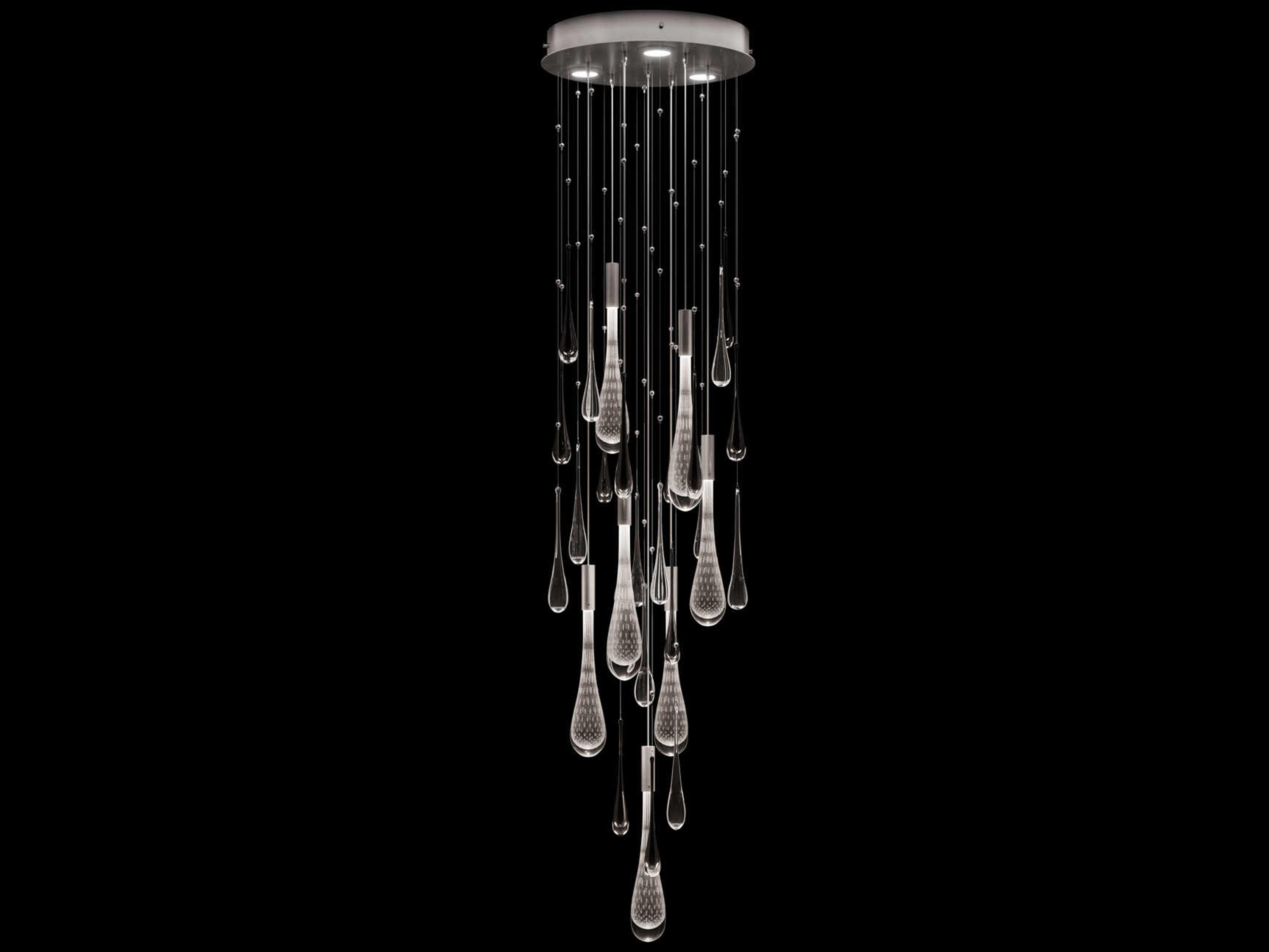 Fine Art Handcrafted Lighting Rain 3-Light Ombre Silver Pendant