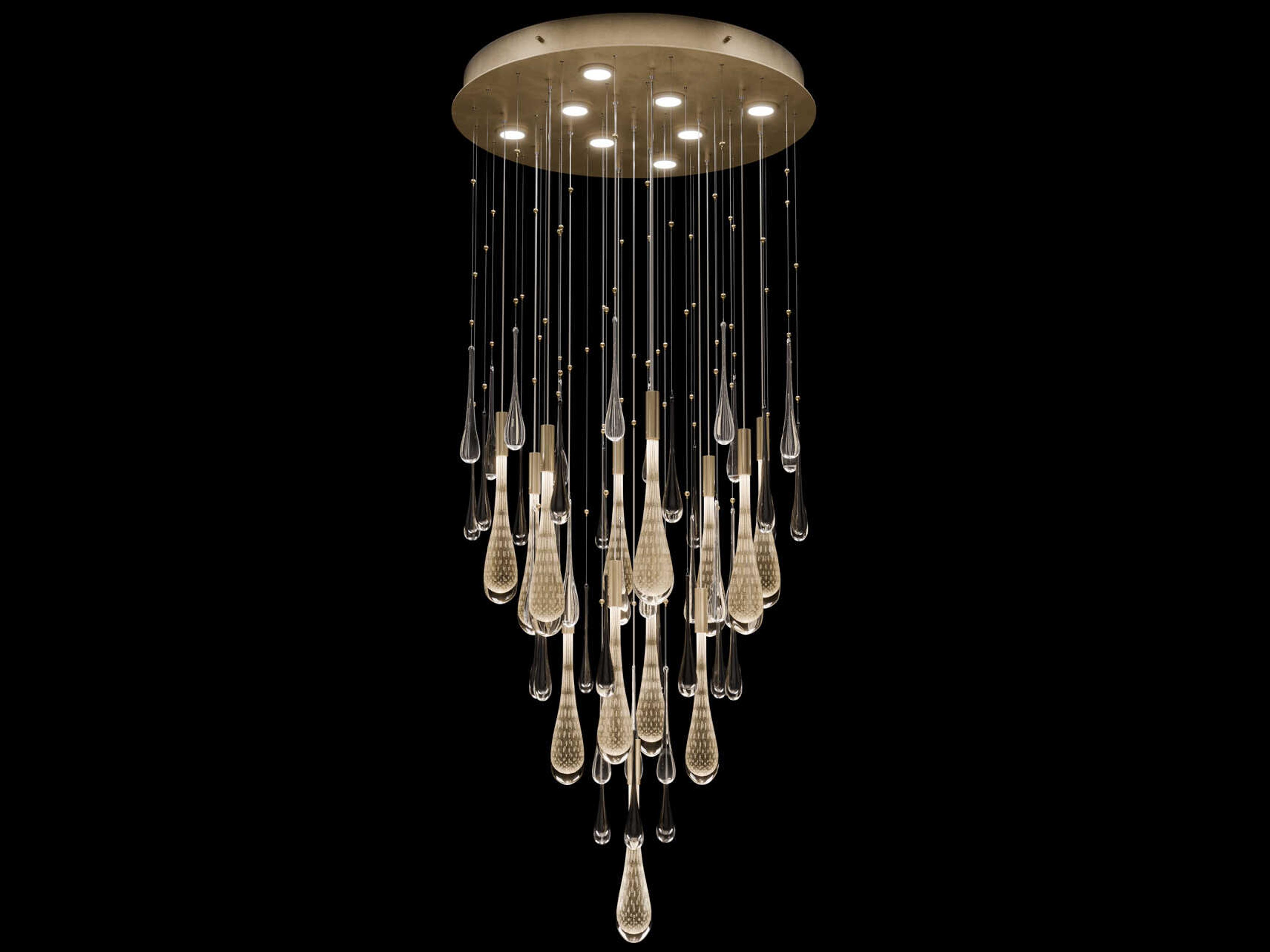 Fine Art Handcrafted Lighting Rain 8-Light Ombre Bronze Pendant