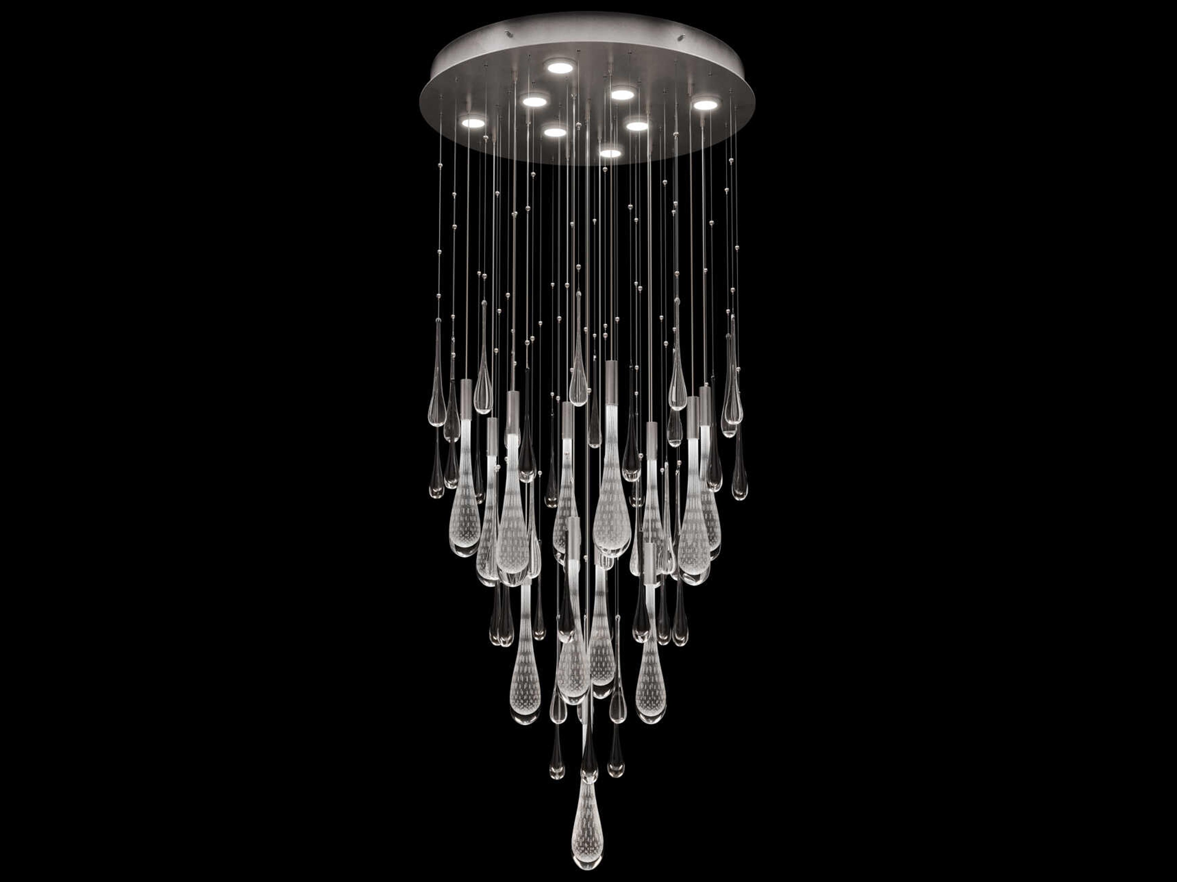 Fine Art Handcrafted Lighting Rain 8-Light Ombre Silver Pendant