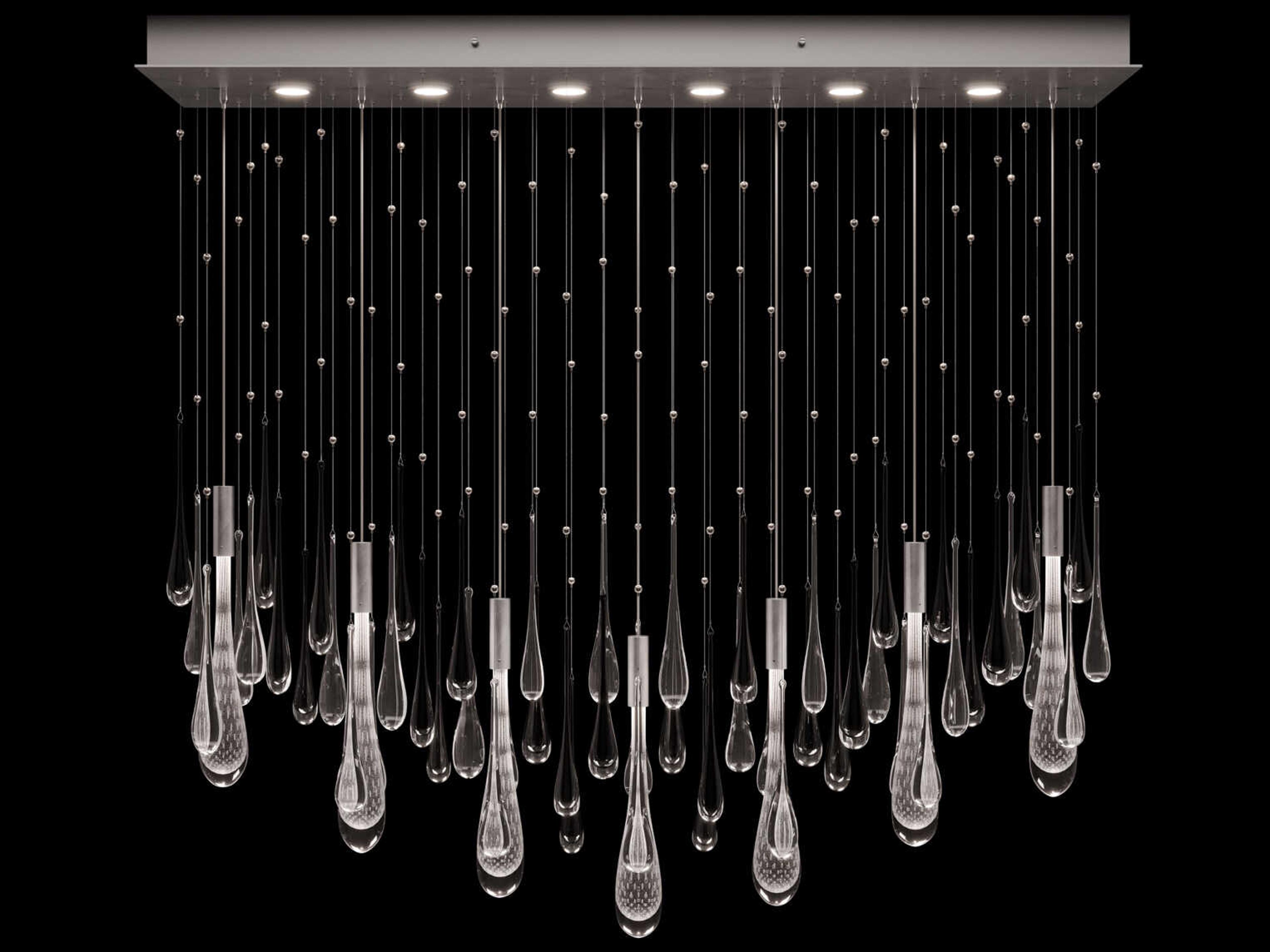 Fine Art Handcrafted Lighting Rain 6-Light Ombre Bronze Silver Island Pendant