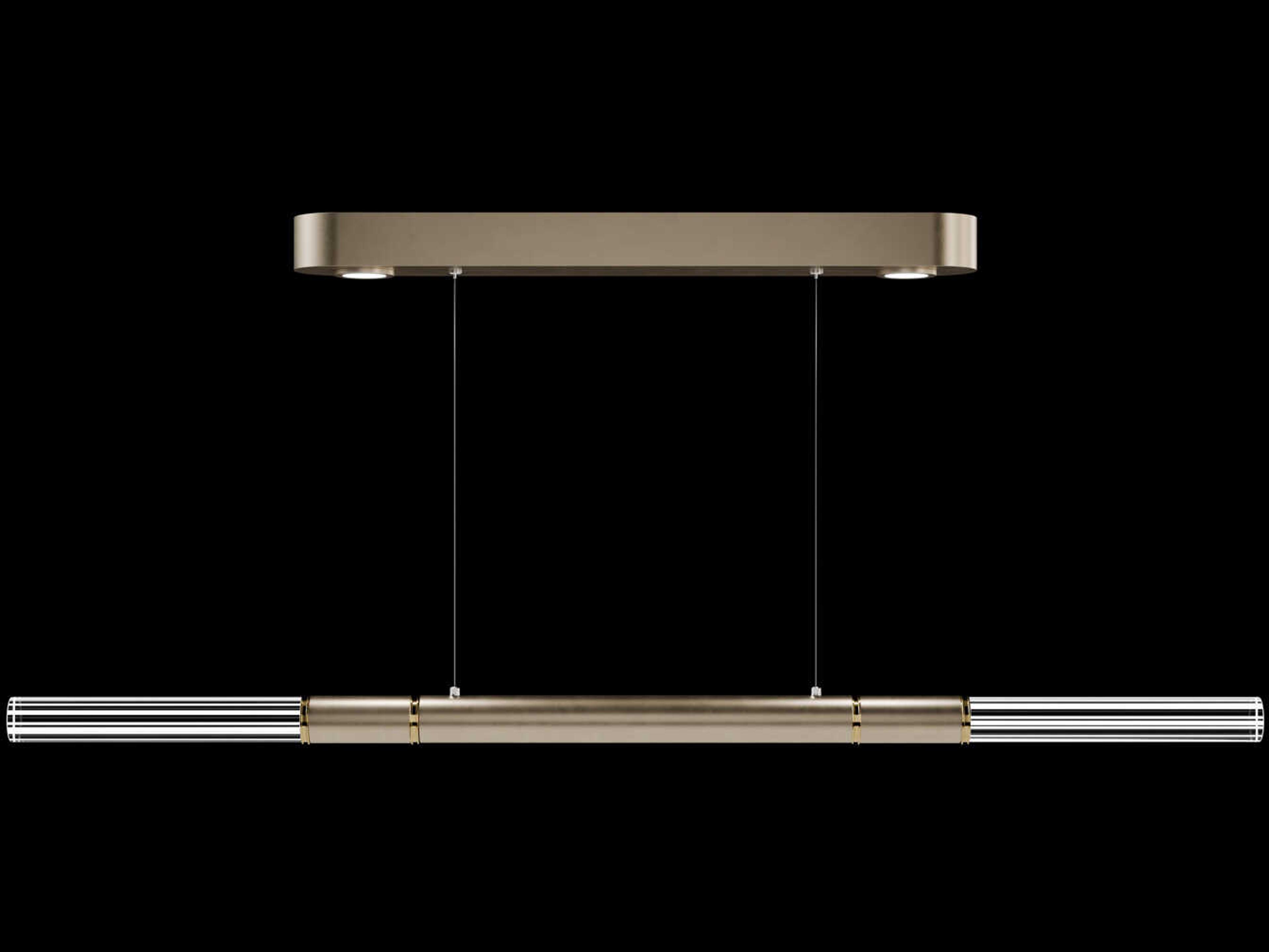 Fine Art Handcrafted Lighting Antonia 4-Light Soft Gold Leaf Linear Island Pendant