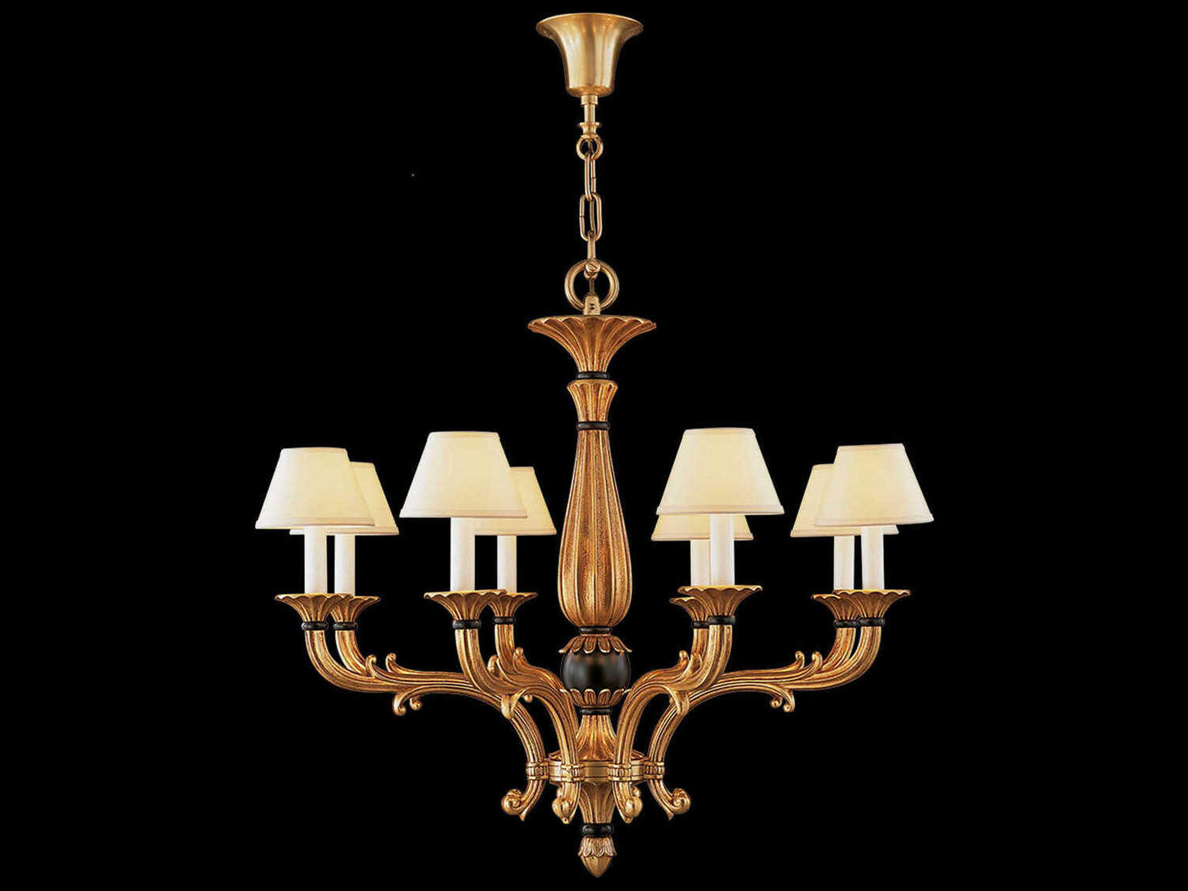 Fine Art Handcrafted Lighting Mariner Luxury 8-Light French Gold Traditional Candelabra Chandelier