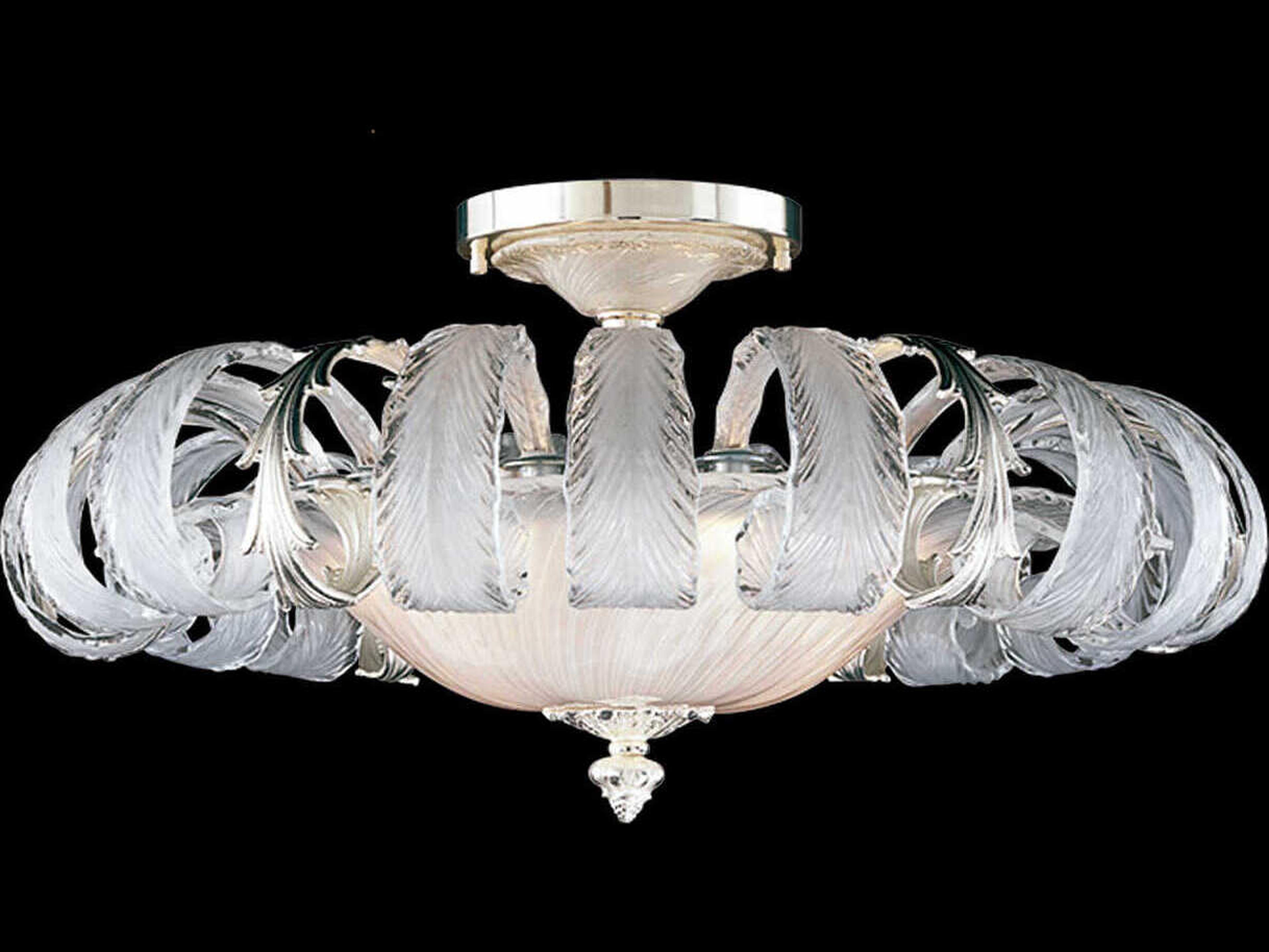 Fine Art Handcrafted Lighting Mariner Luxury 6-Light Antique Silver Plated Traditional Semi Flush Mount