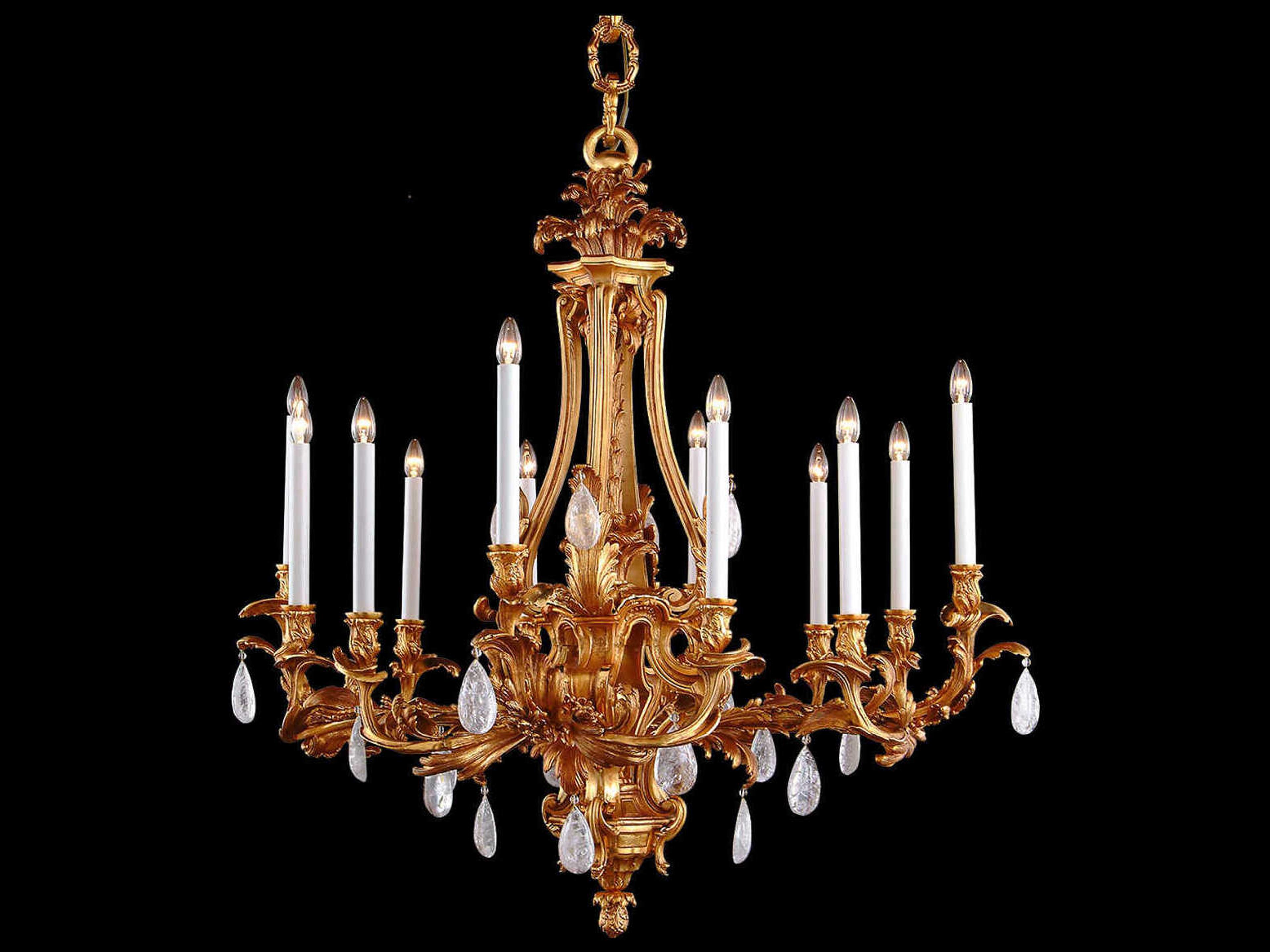 Fine Art Handcrafted Lighting Mariner Luxury 12-Light French Gold Traditional Candelabra Chandelier