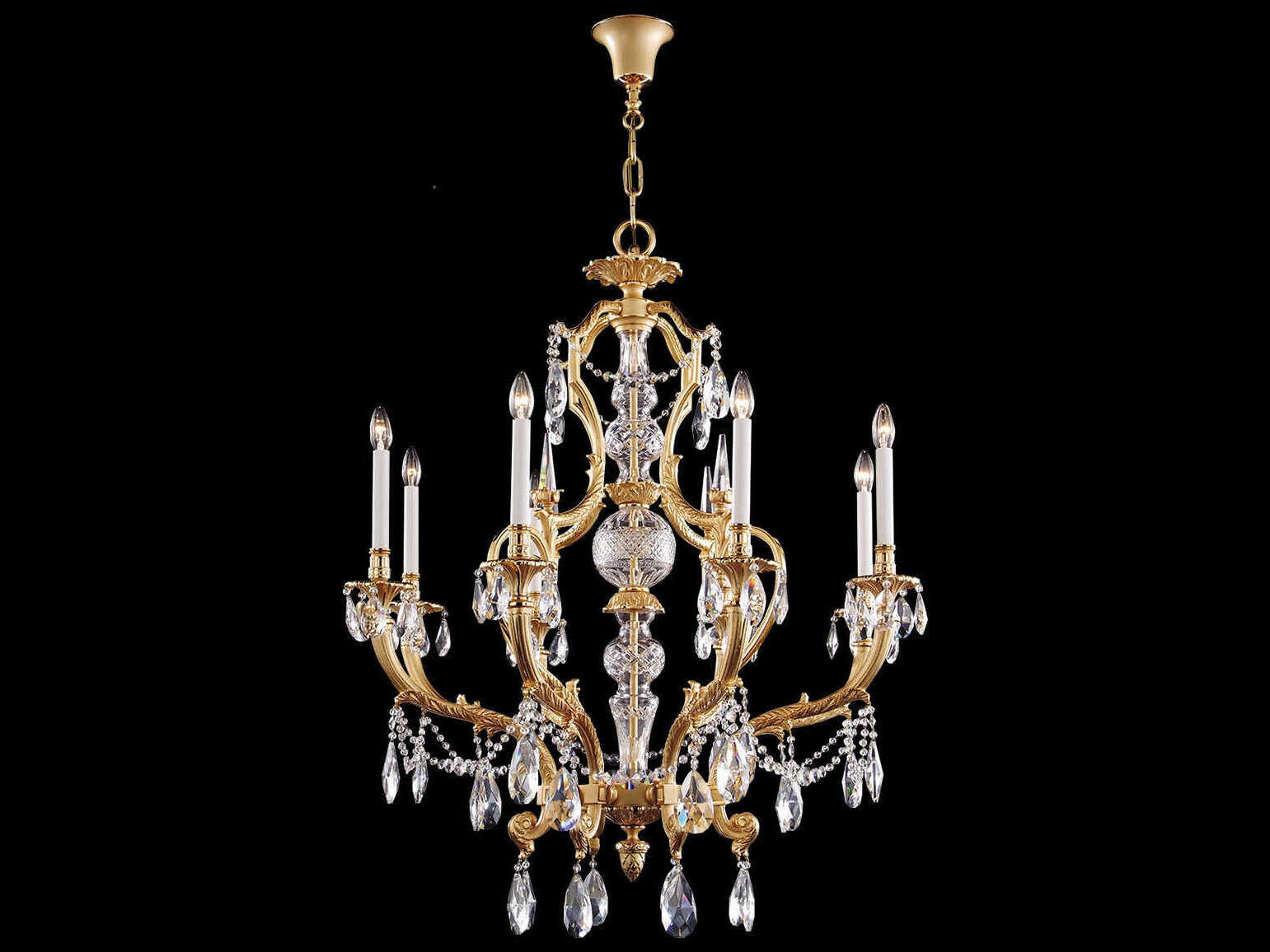 Fine Art Handcrafted Lighting Mariner Luxury 8-Light Antique Gold Plated Traditional Candelabra Chandelier