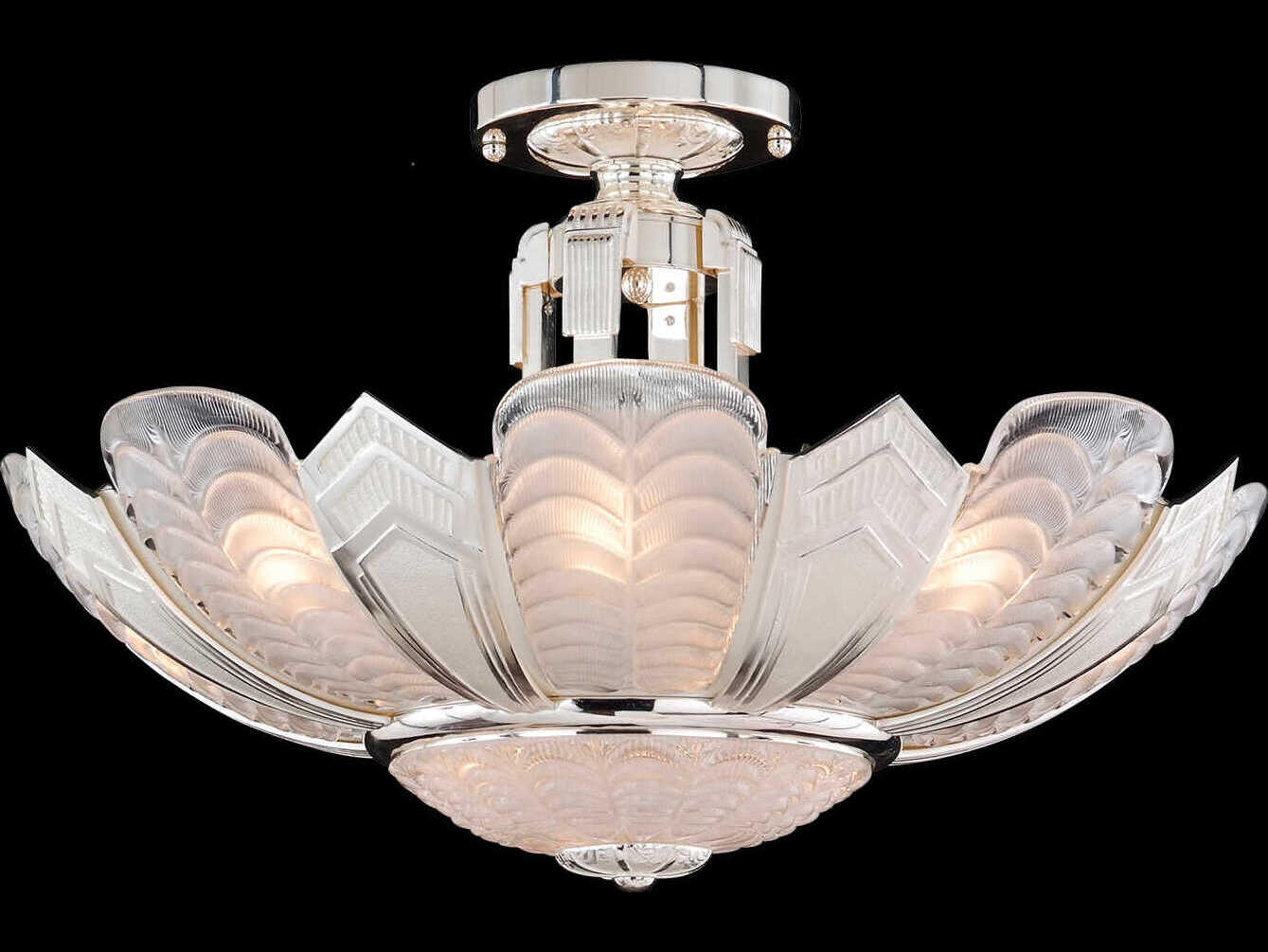 Fine Art Handcrafted Lighting Mariner Luxury 12-Light Antique Silver Plated Bowl Semi Flush Mount