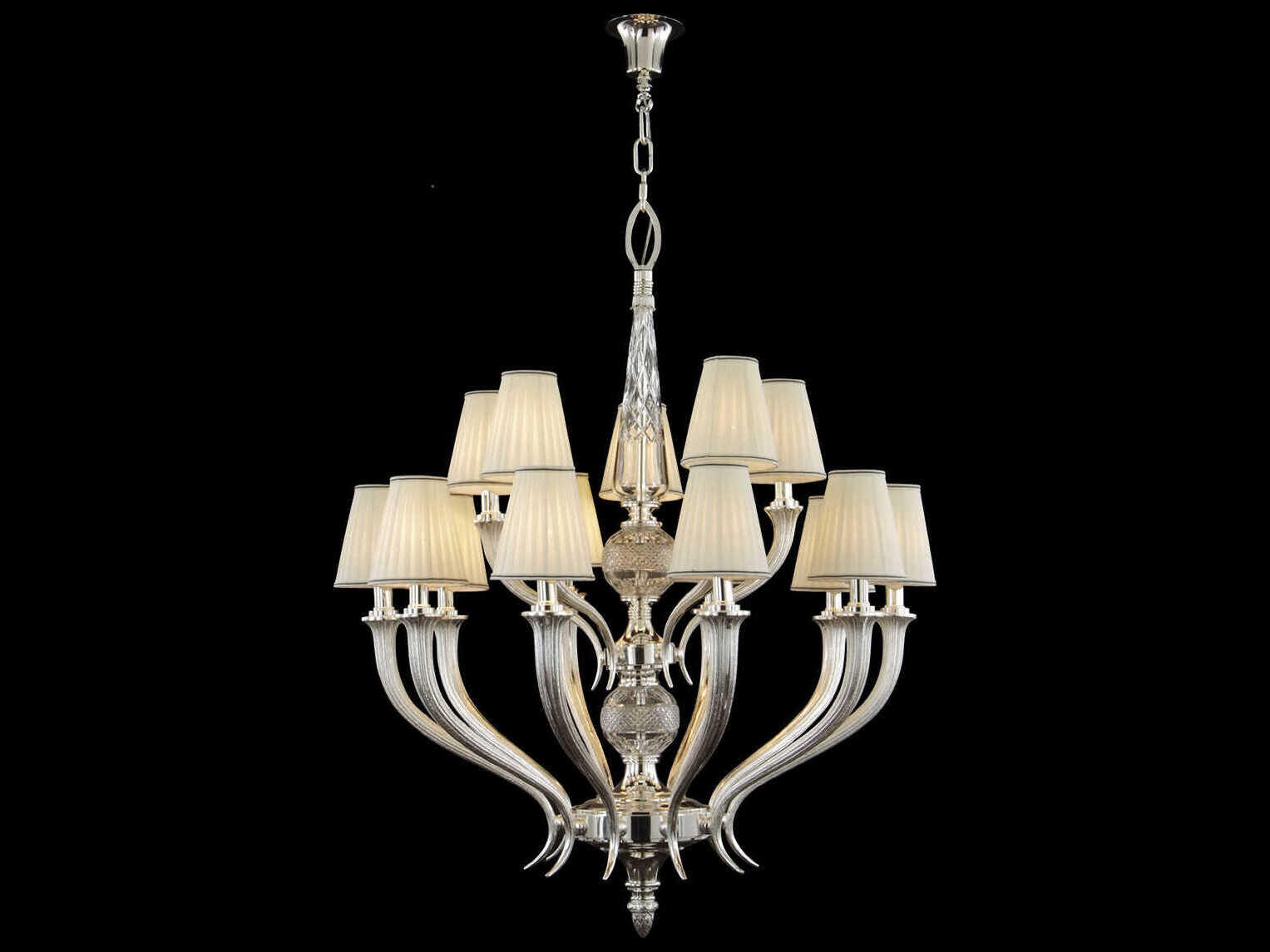 Fine Art Handcrafted Lighting Mariner Luxury 15-Light Antique Silver Plated Traditional Candelabra Chandelier