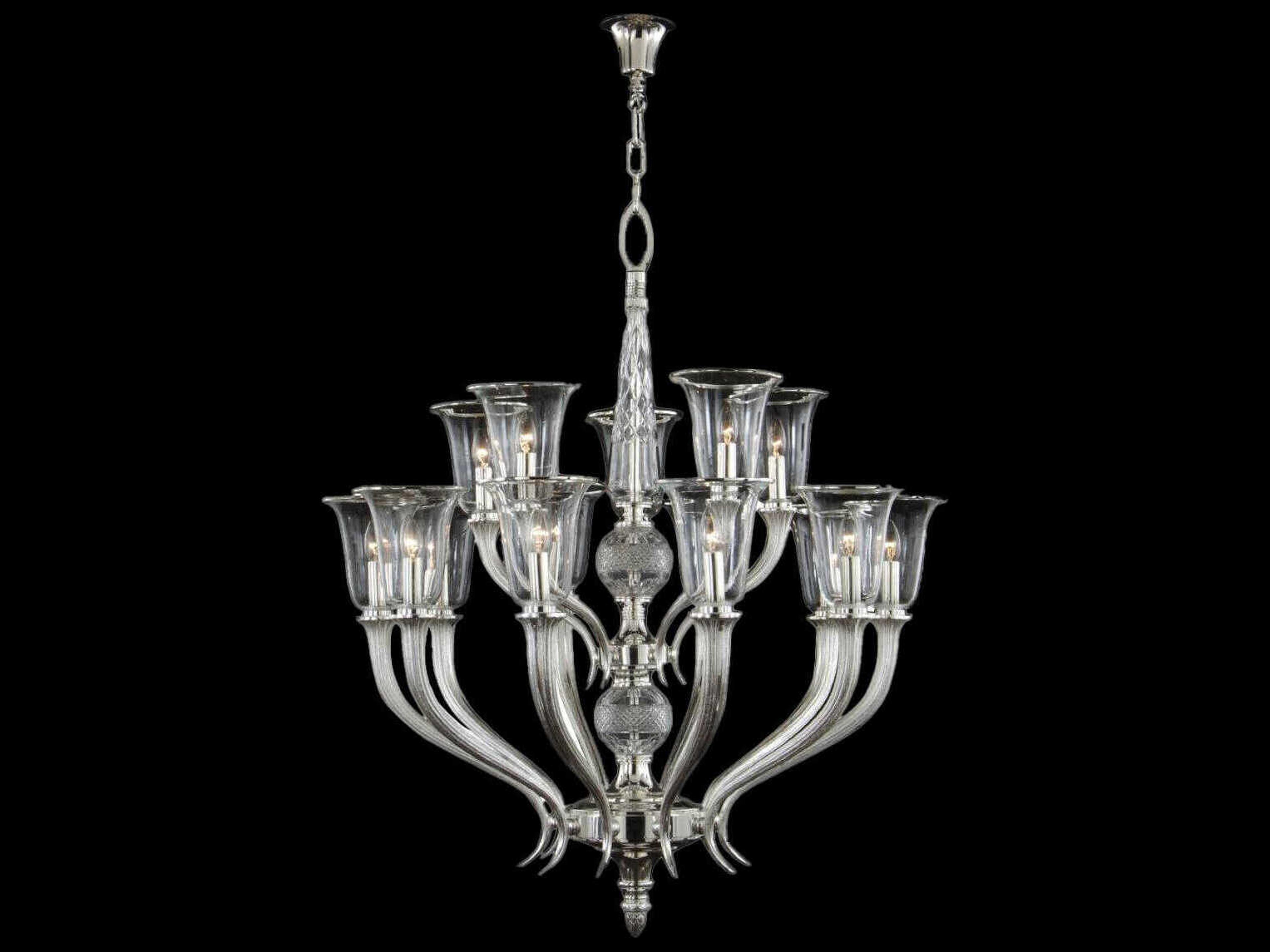 Fine Art Handcrafted Lighting Mariner Luxury 15-Light Antique Silver Plated Traditional Candelabra Chandelier