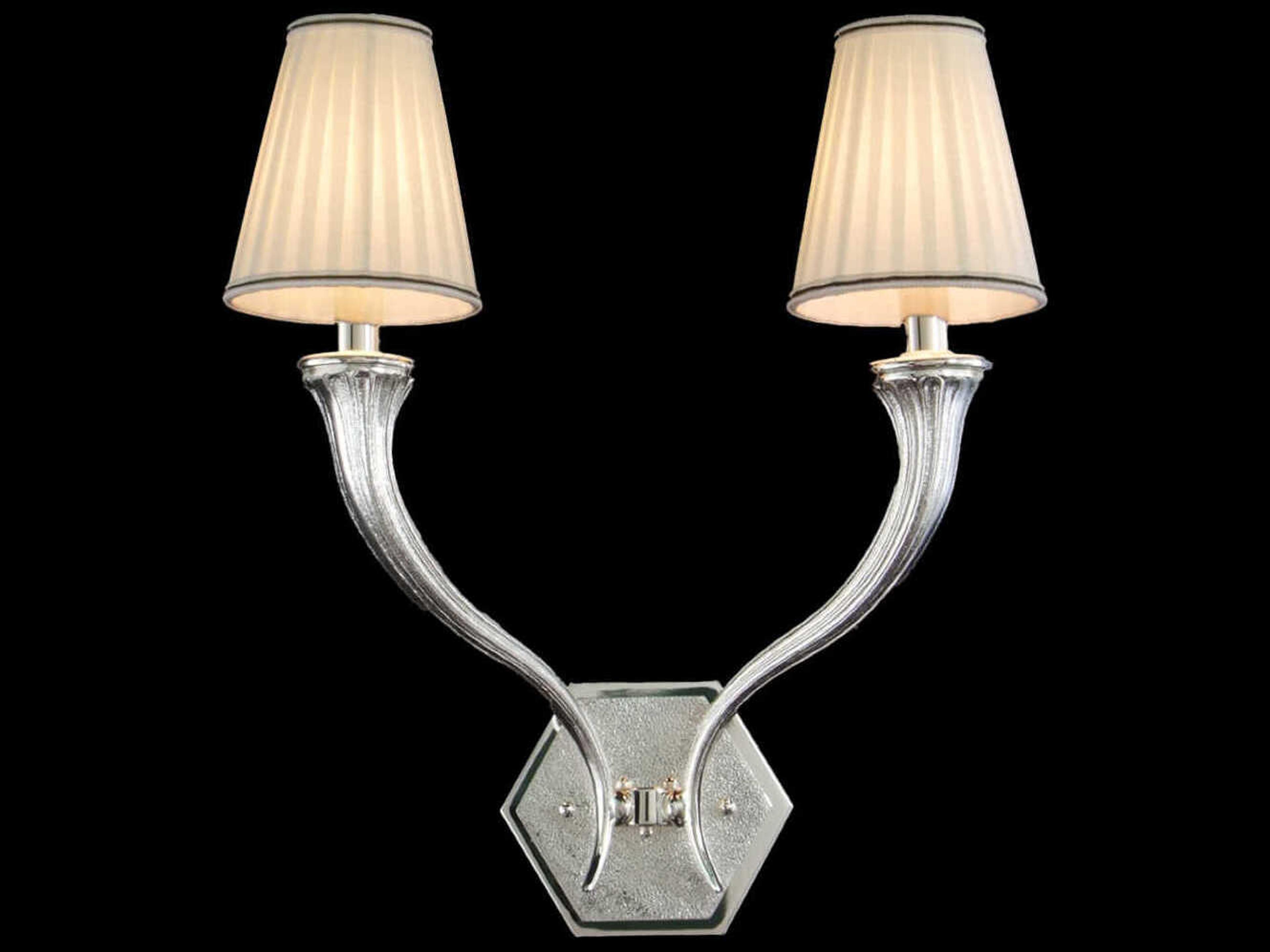 Fine Art Handcrafted Lighting Mariner Luxury 2-Light Antique Silver Plated Traditional Wall Sconce