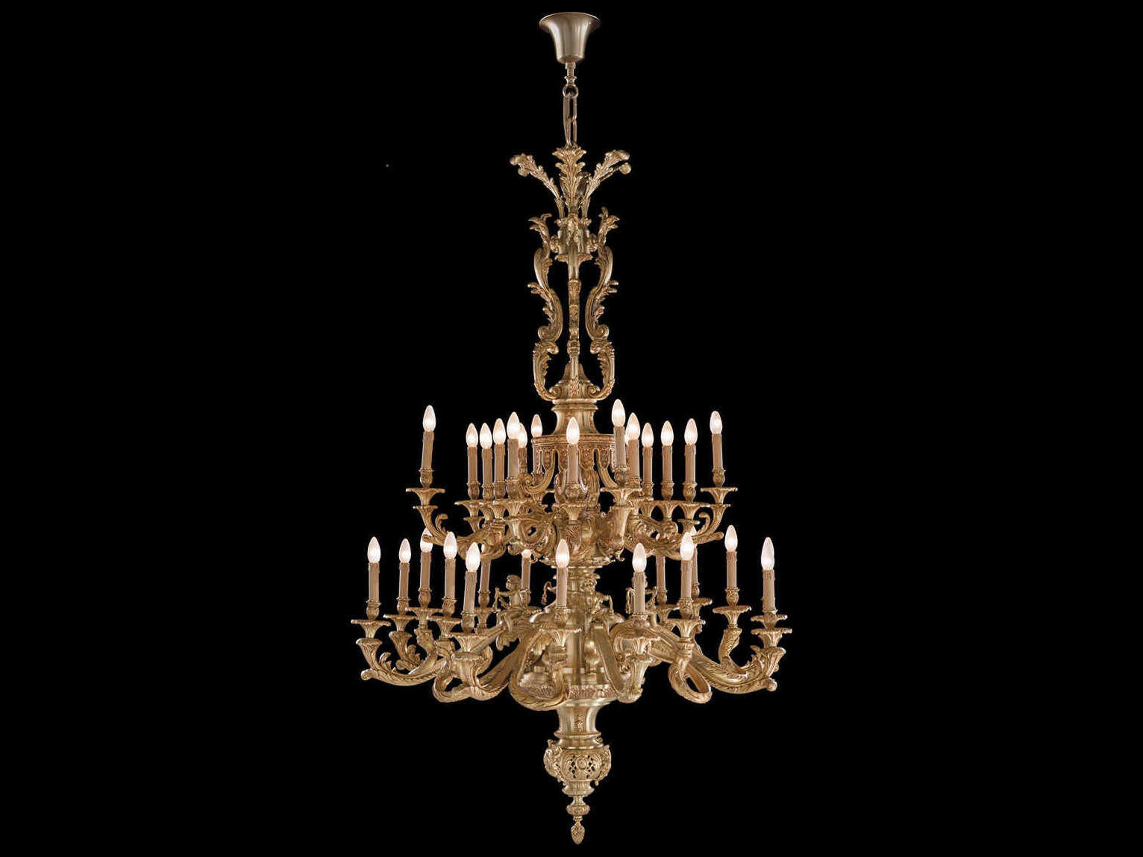 Fine Art Handcrafted Lighting Mariner Luxury 32-Light French Gold Traditional Candelabra Chandelier