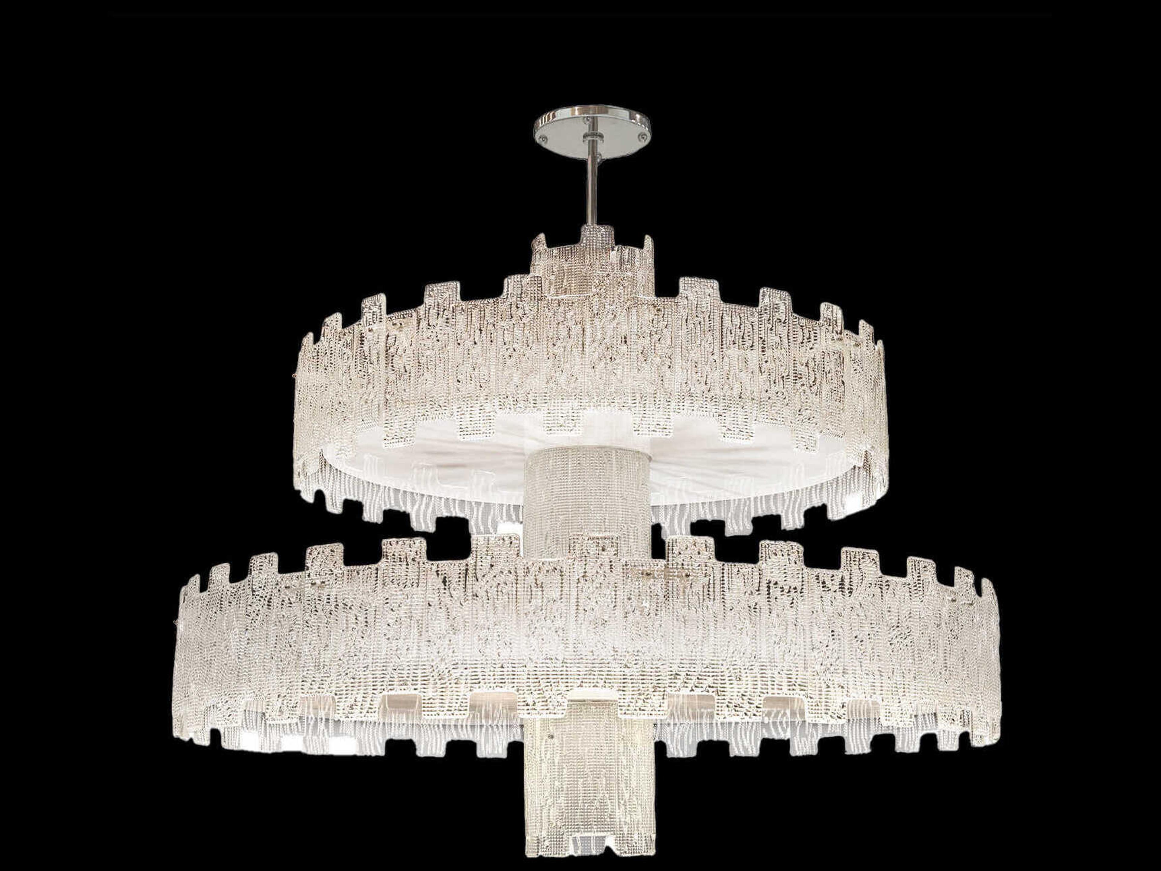Fine Art Handcrafted Lighting Mariner Luxury 25-Light Polished Chrome White Tiered Chandelier