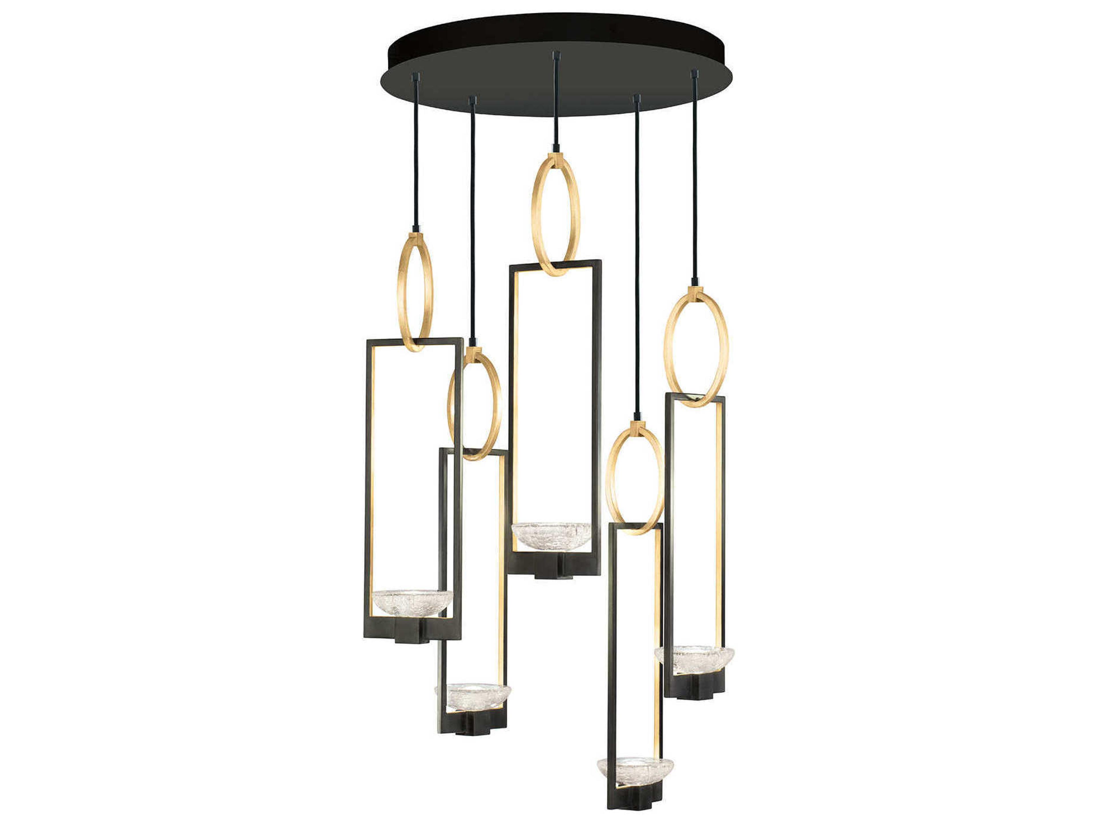 Fine Art Handcrafted Lighting Delphi 10-Light Black Glass LED Geometric Pendant