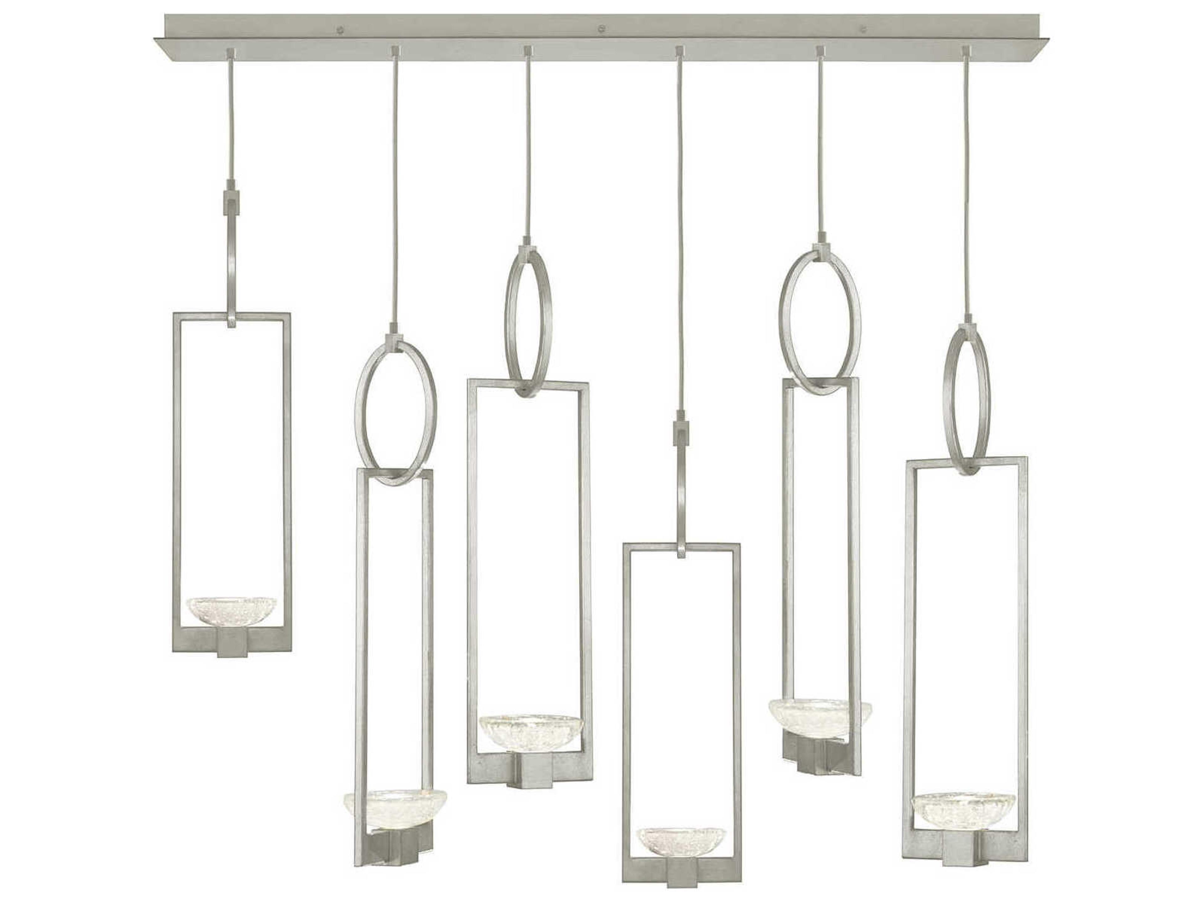 Fine Art Handcrafted Lighting Delphi 12-Light Silver Glass LED Geometric Linear Island Pendant