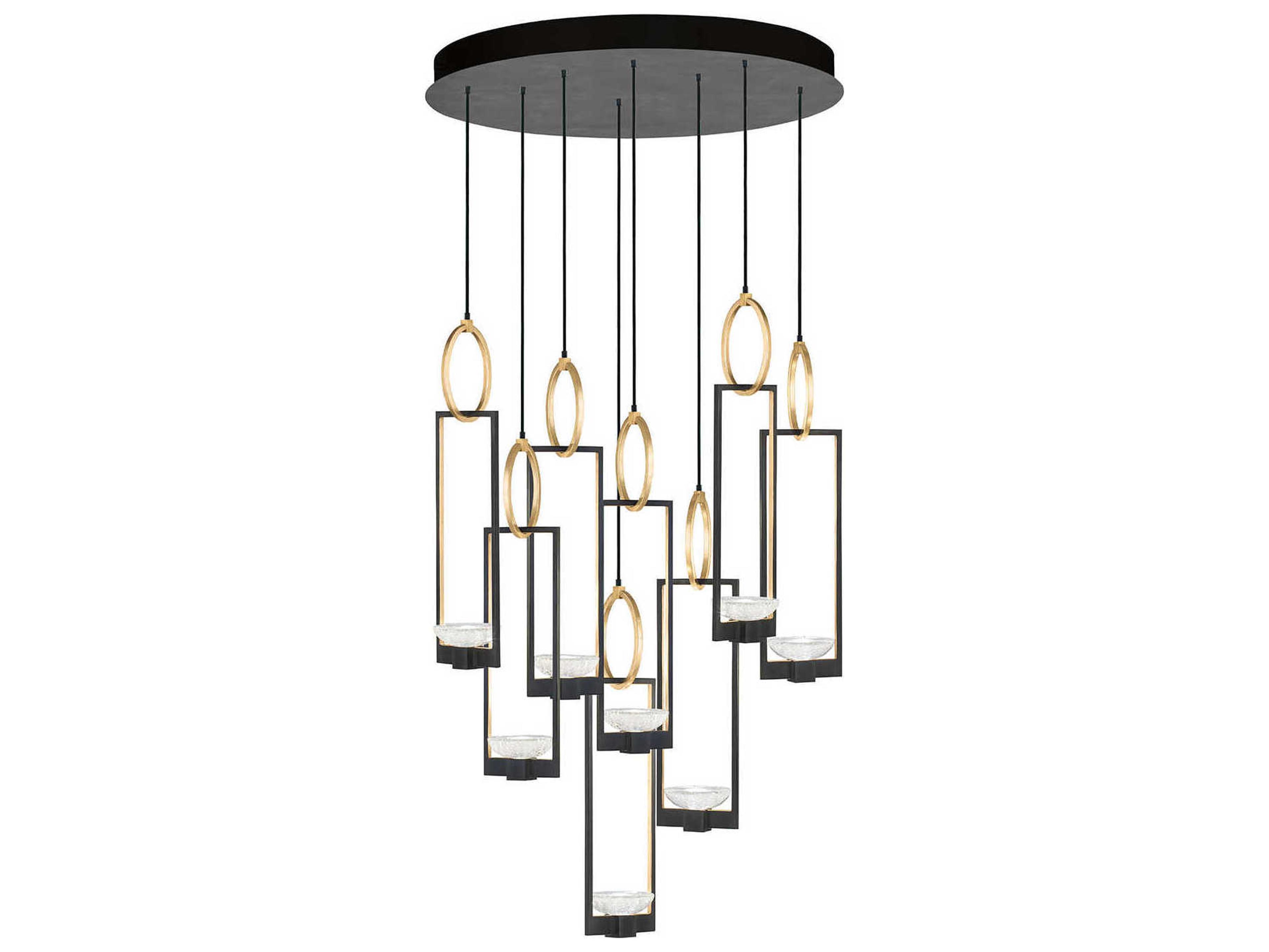 Fine Art Handcrafted Lighting Delphi 16-Light6-Light Black Glass LED Geometric Pendant