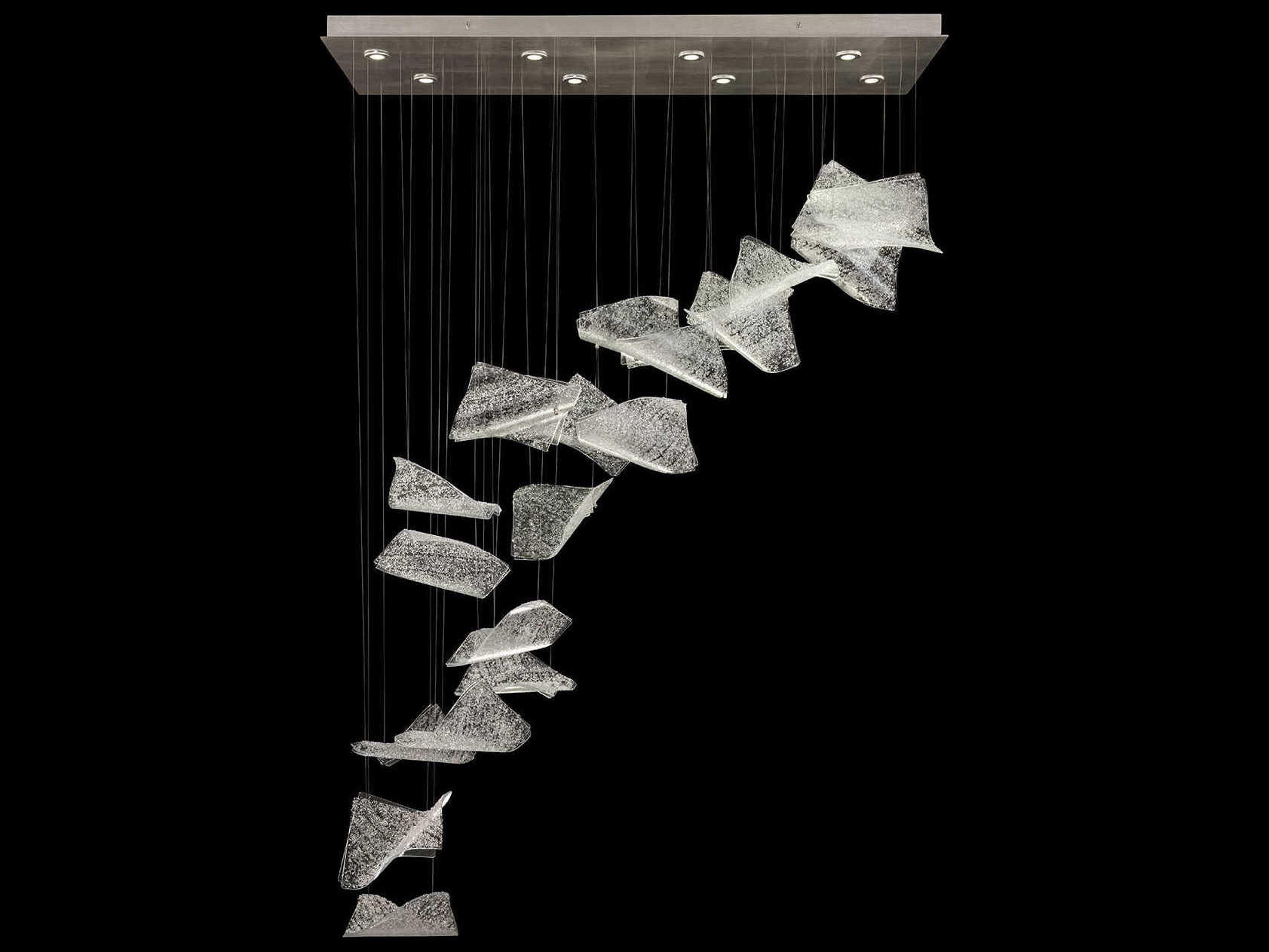 Fine Art Handcrafted Lighting Elevate 8-Light Silver Leaf Glass LED Linear Island Pendant