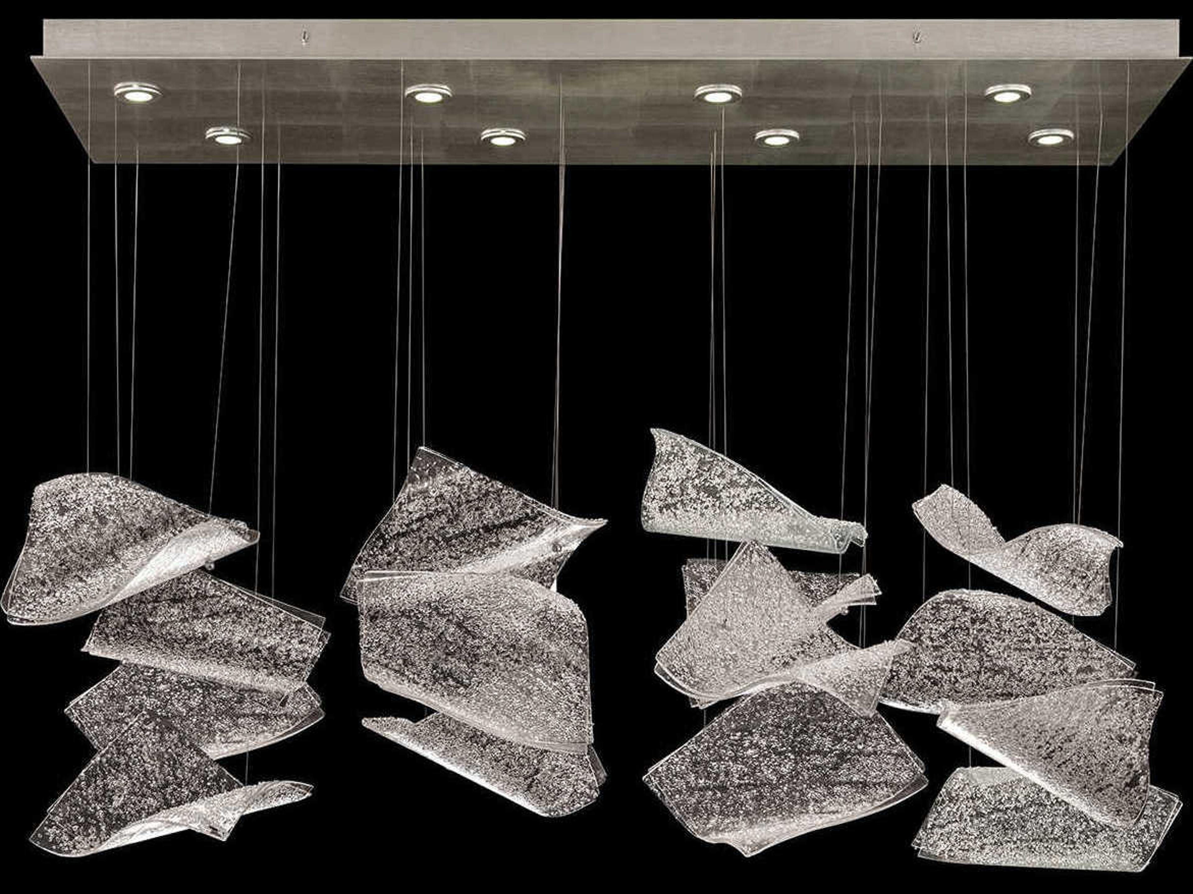 Fine Art Handcrafted Lighting Elevate 8-Light Silver Leaf Glass LED Linear Island Pendant