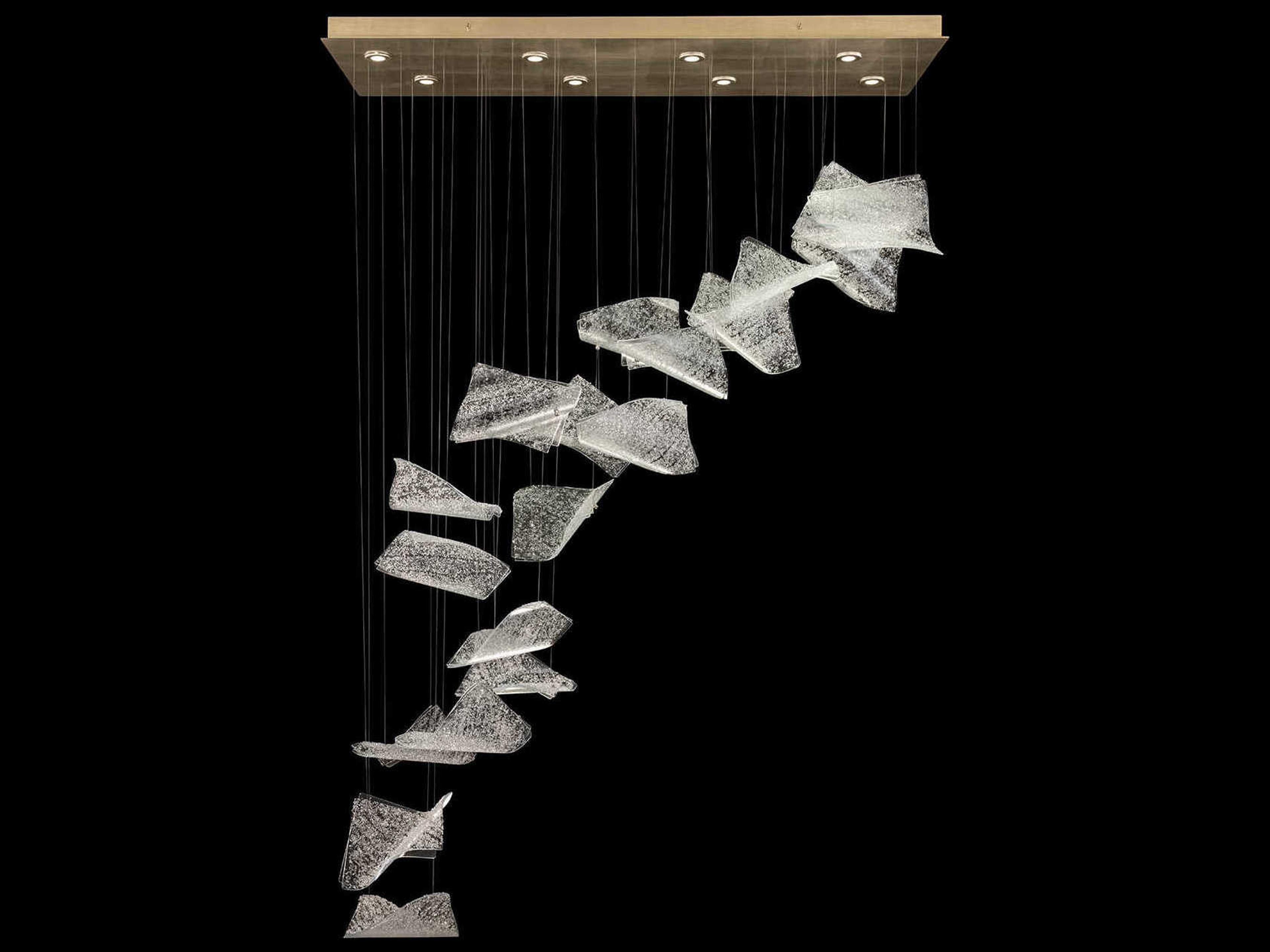 Fine Art Handcrafted Lighting Elevate 8-Light Gold Leaf Glass LED Linear Island Pendant