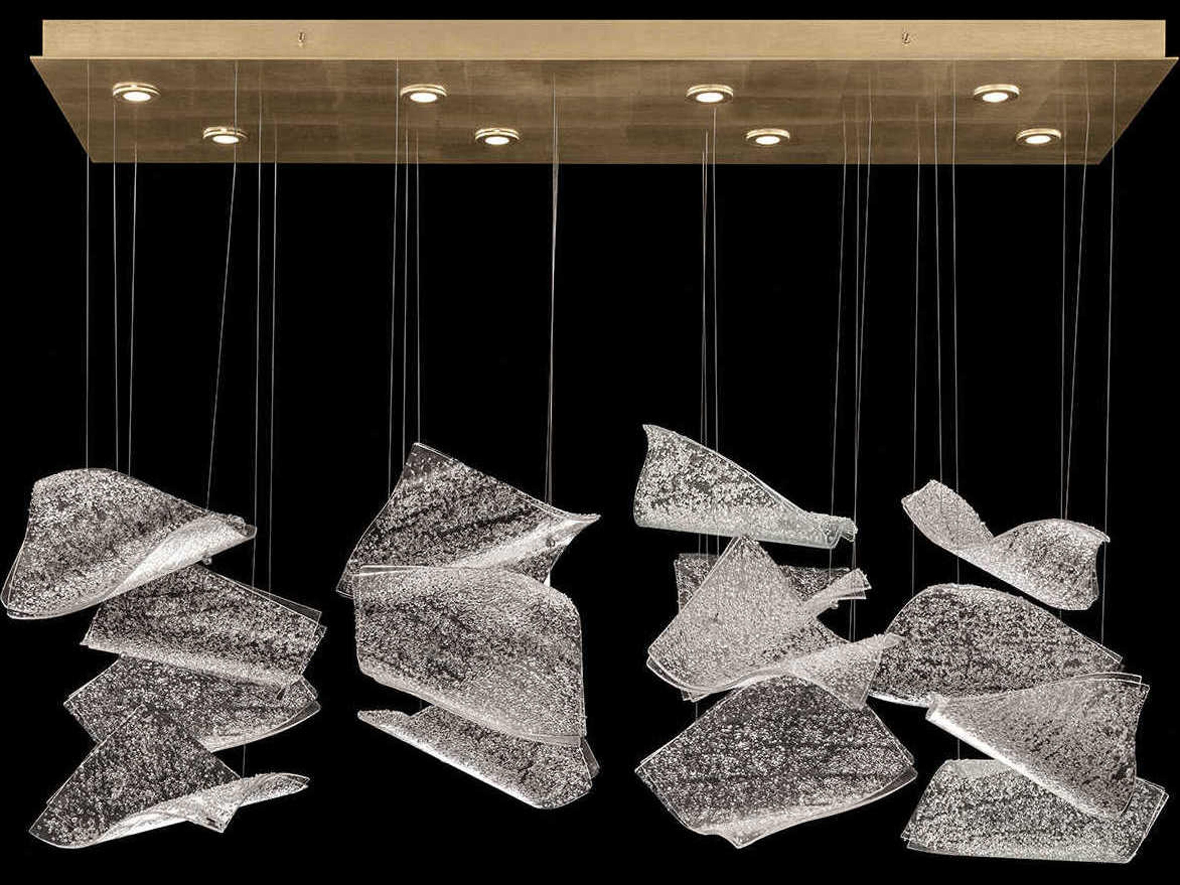 Fine Art Handcrafted Lighting Elevate 8-Light Gold Leaf Glass LED Island Pendant