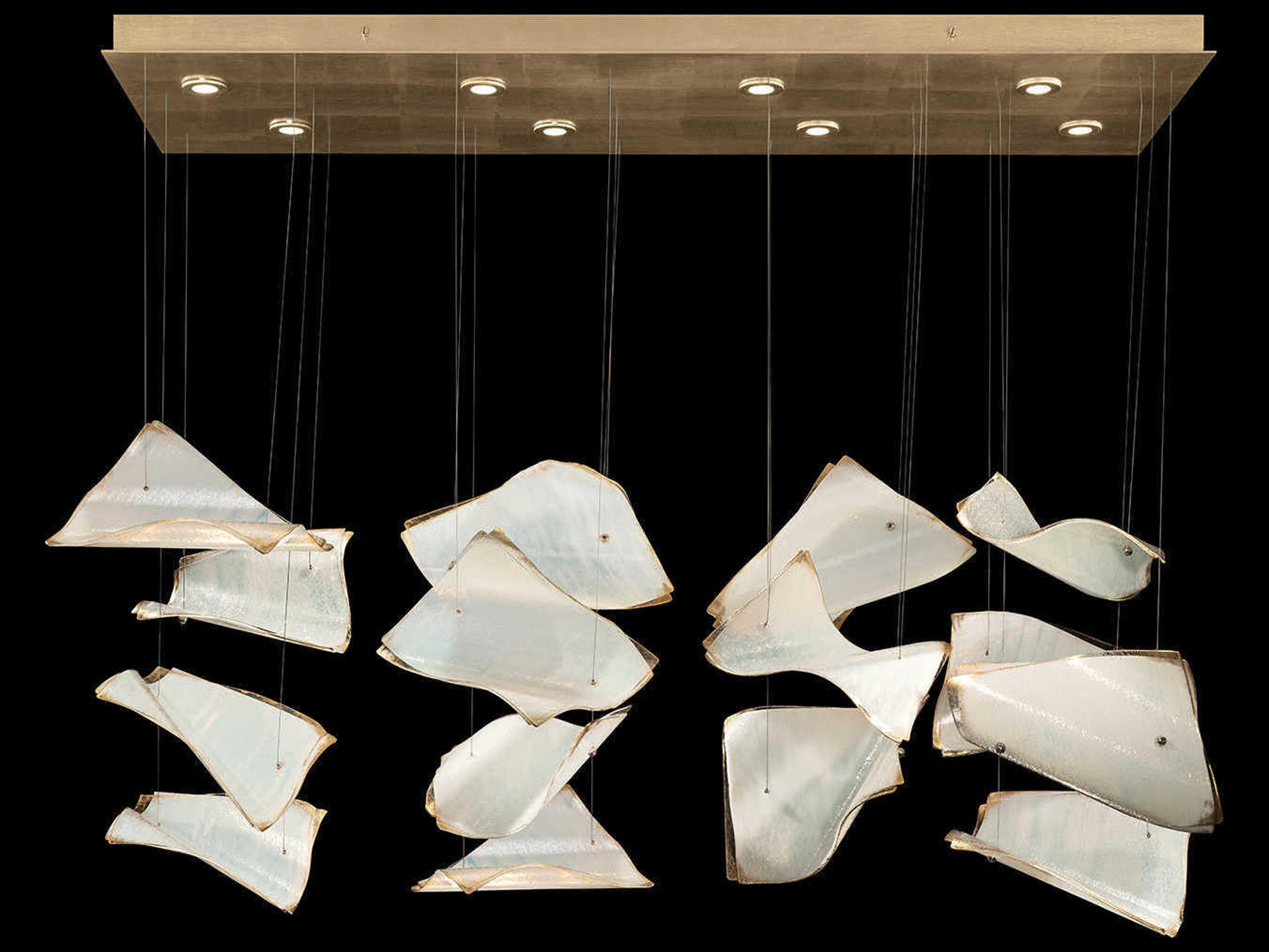 Fine Art Handcrafted Lighting Elevate 8-Light Gold Leaf Glass LED Linear Island Pendant