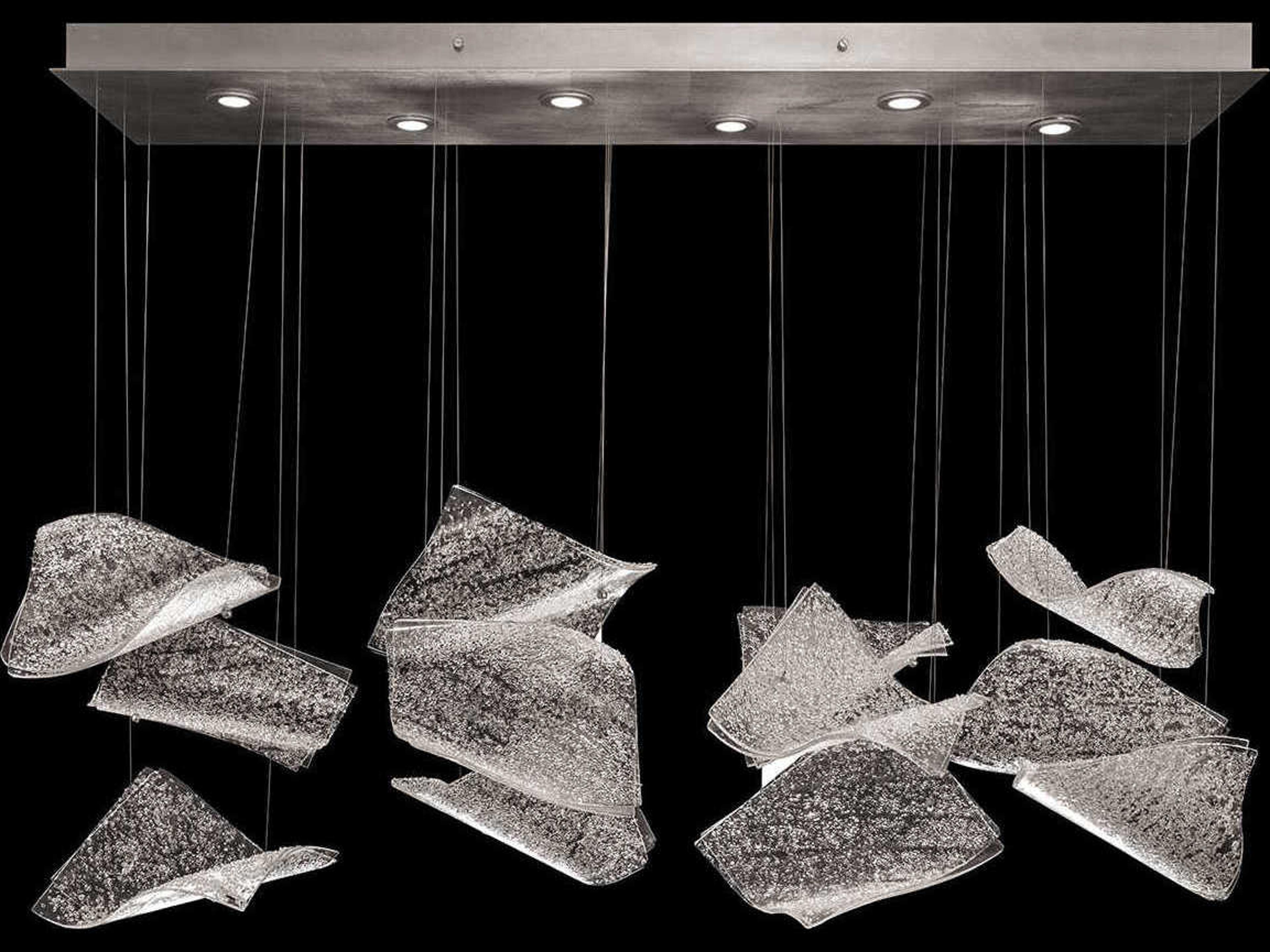 Fine Art Handcrafted Lighting Elevate 6-Light Silver Leaf Glass LED Linear Island Pendant