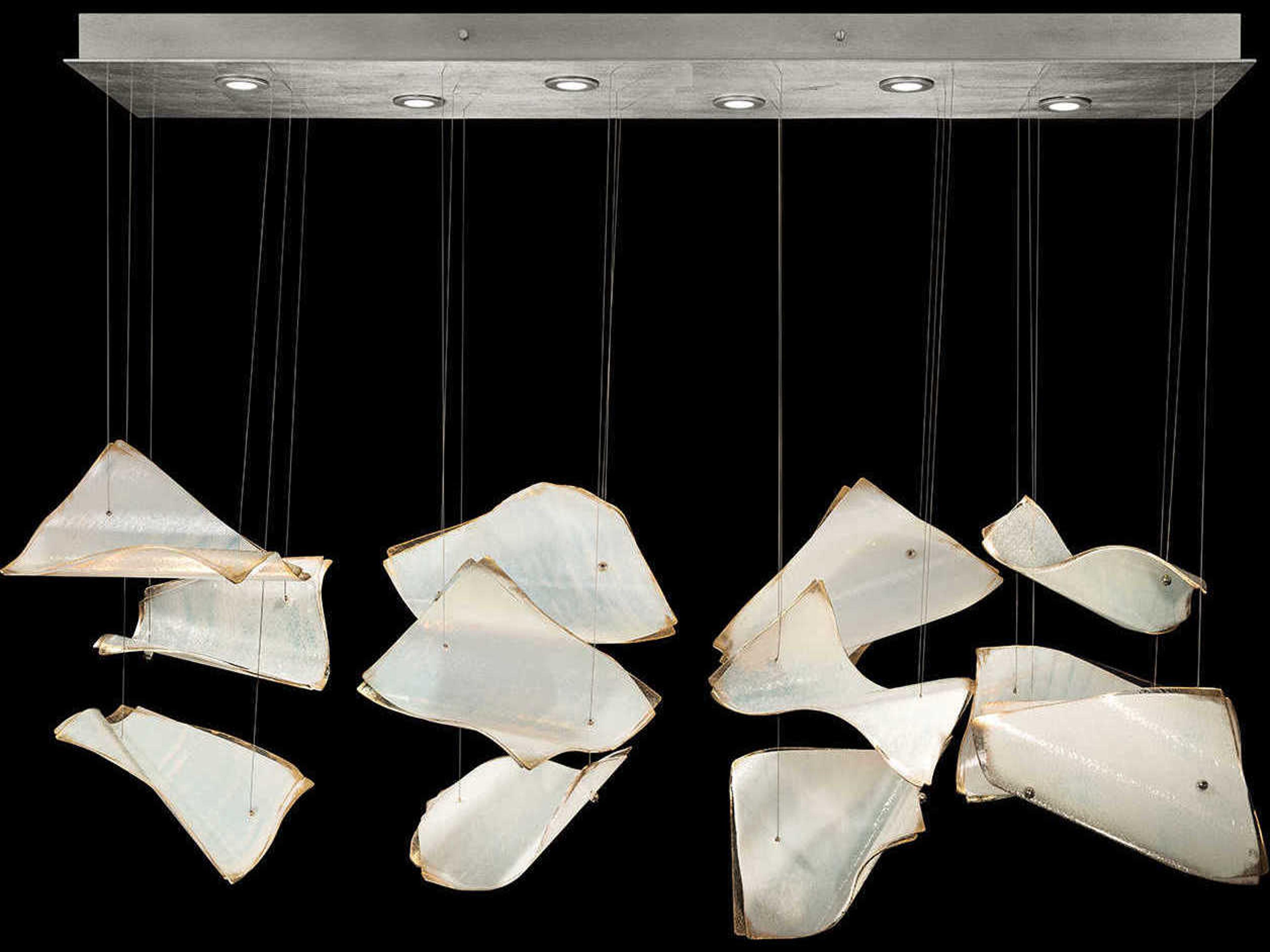 Fine Art Handcrafted Lighting Elevate 6-Light Silver Leaf Glass LED Linear Island Pendant