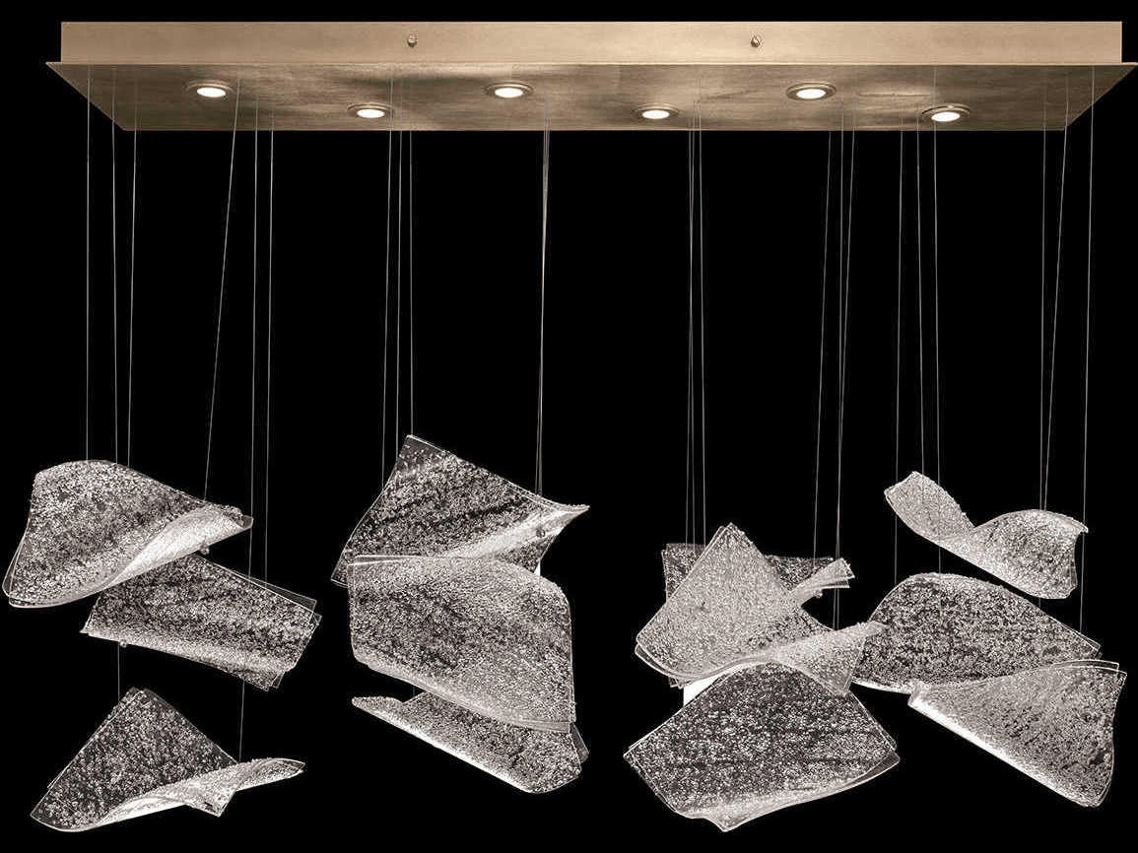 Fine Art Handcrafted Lighting Elevate 6-Light Gold Leaf Glass LED Linear Island Pendant