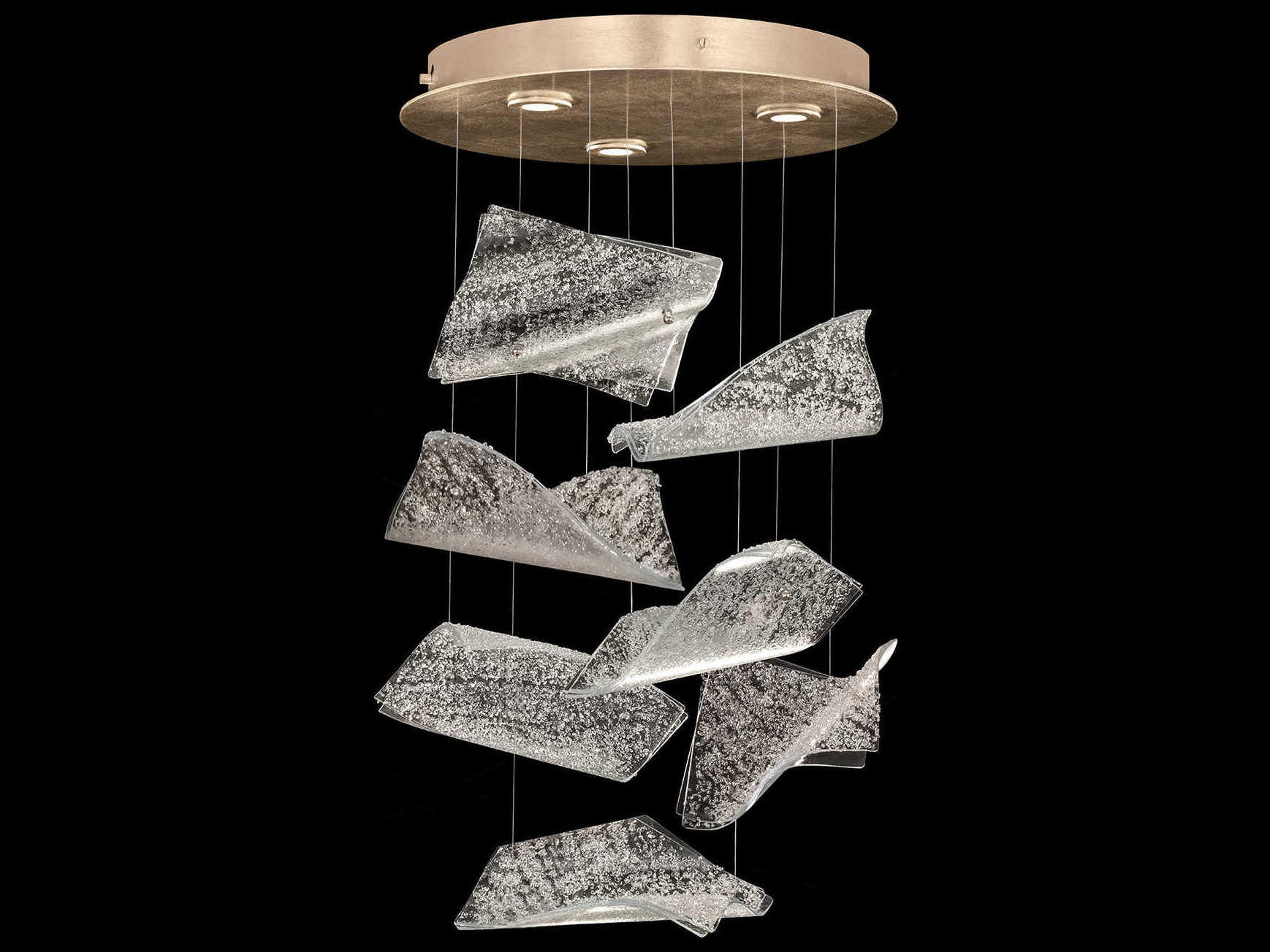 Fine Art Handcrafted Lighting Elevate 3-Light Gold Leaf Glass LED Pendant