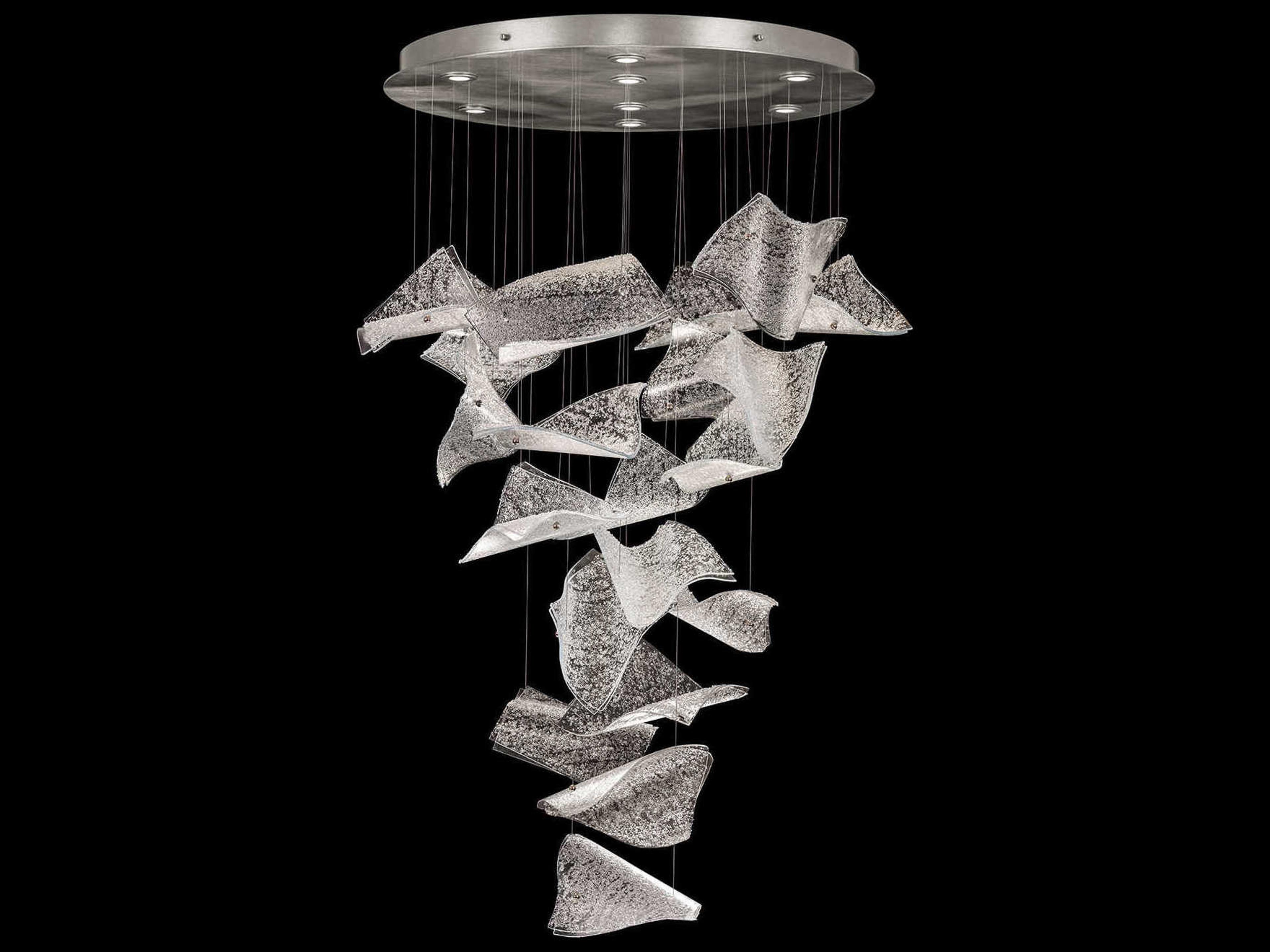 Fine Art Handcrafted Lighting Elevate 8-Light Silver Leaf Glass LED Pendant